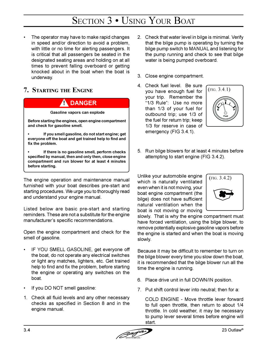 Baja Marine 23 manual Starting the Engine 