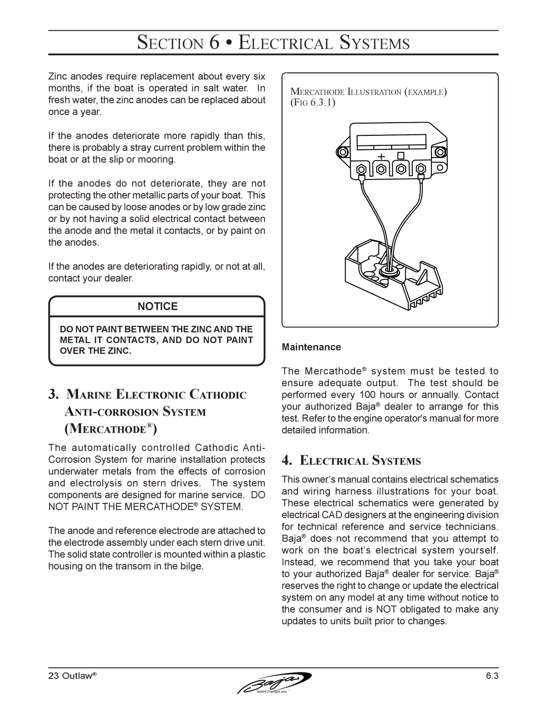 Baja Marine 23 manual Marine Electronic Cathodic Anti-corrosion System Mercathode 