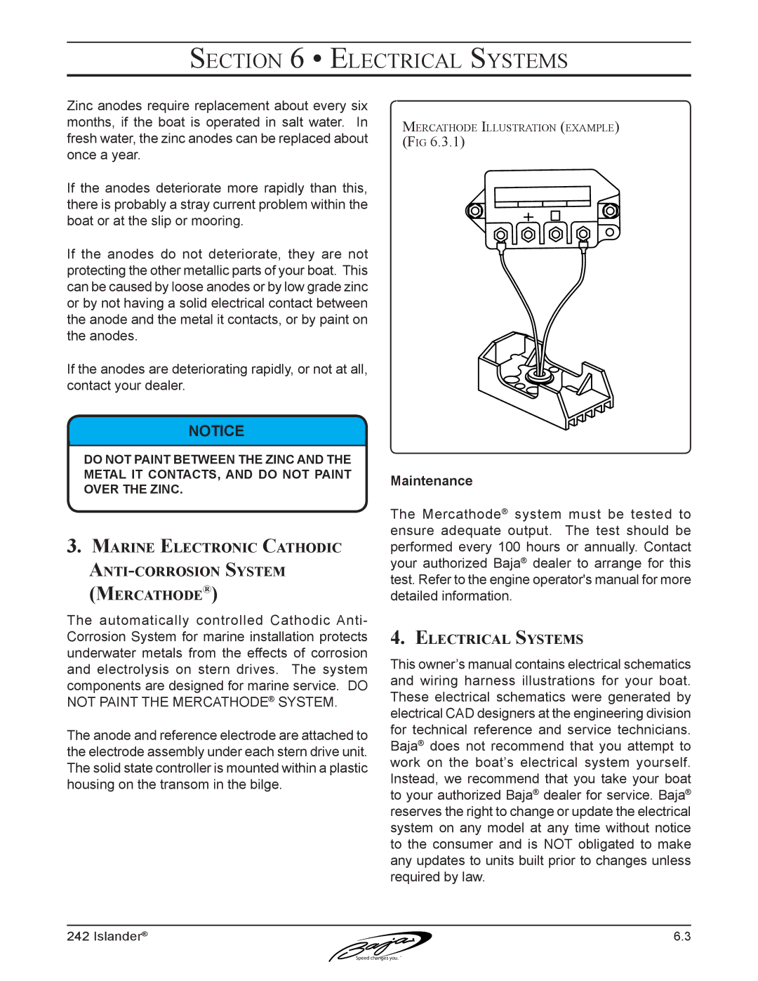 Baja Marine 242 manual Marine Electronic Cathodic Anti-corrosion System Mercathode 