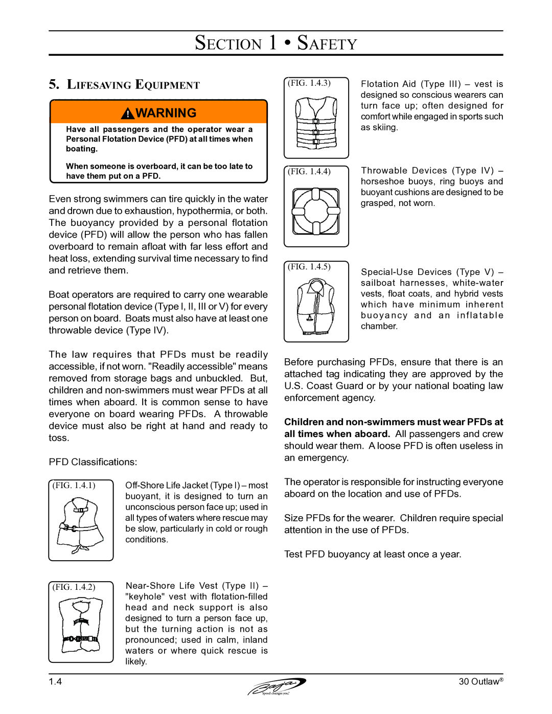 Baja Marine 30 manual Lifesaving Equipment 