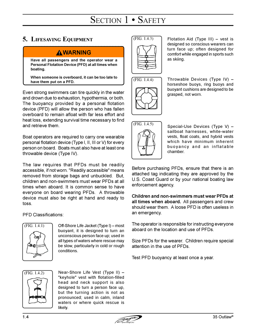 Baja Marine 35 manual Lifesaving Equipment 