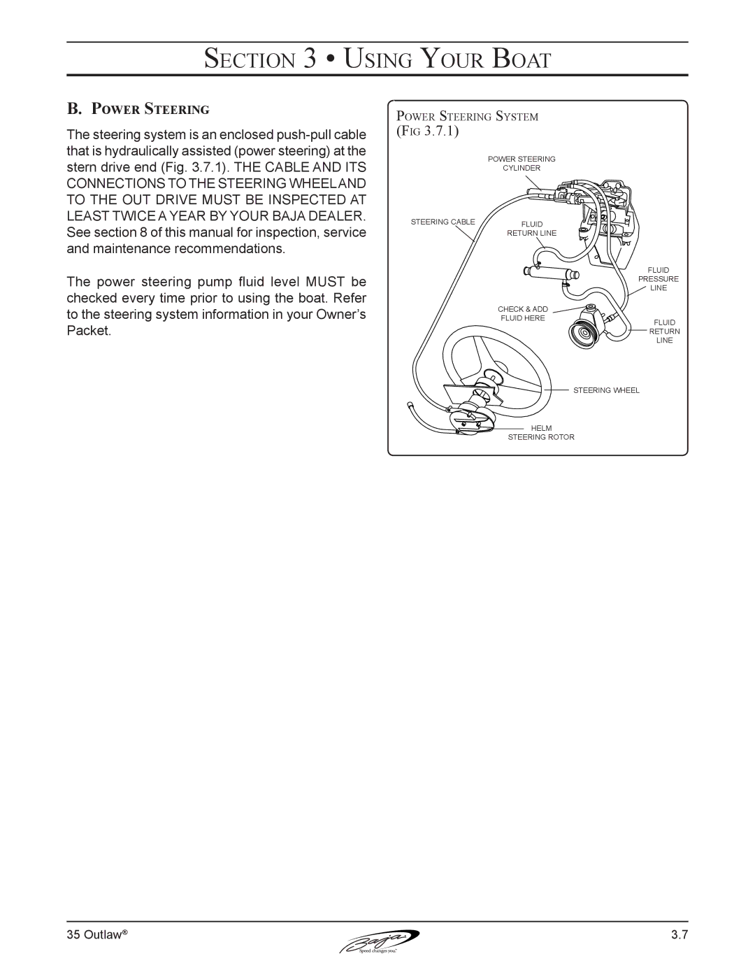 Baja Marine 35 manual Power Steering System 