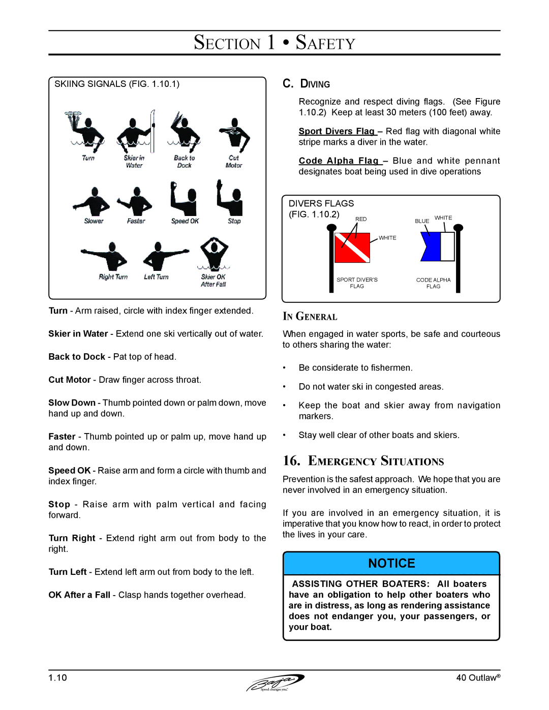 Baja Marine 40 manual Emergency Situations, General 