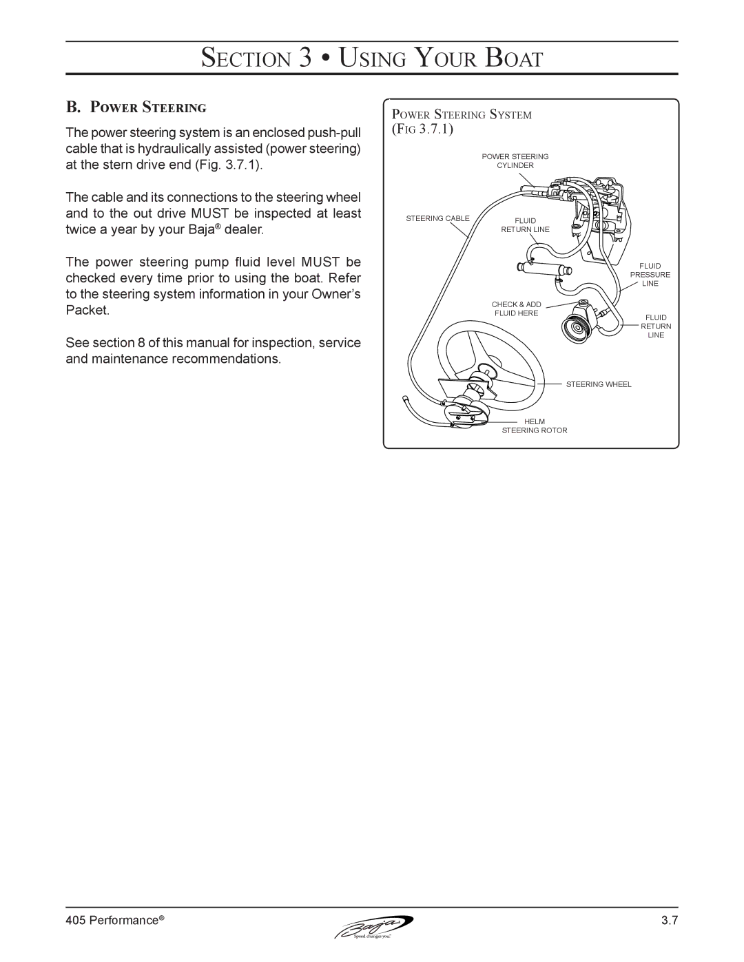 Baja Marine 405 manual Power Steering System 