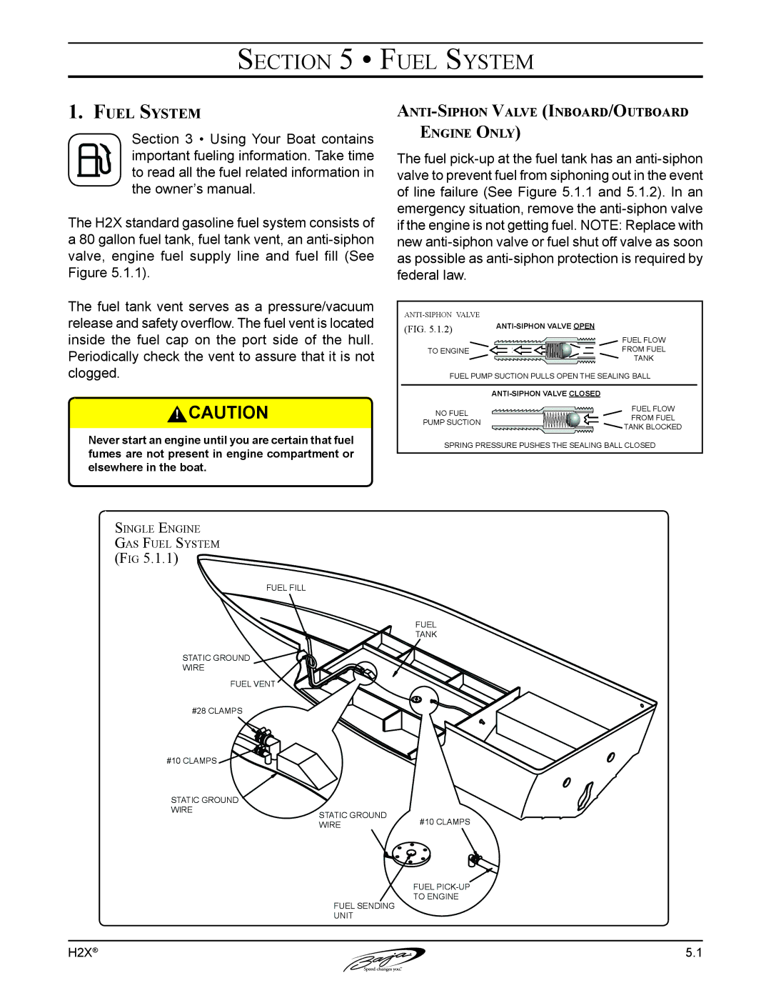 Baja Marine H2X manual Fuel System, Anti-Siphon Valve Inboard/Outboard Engine Only 