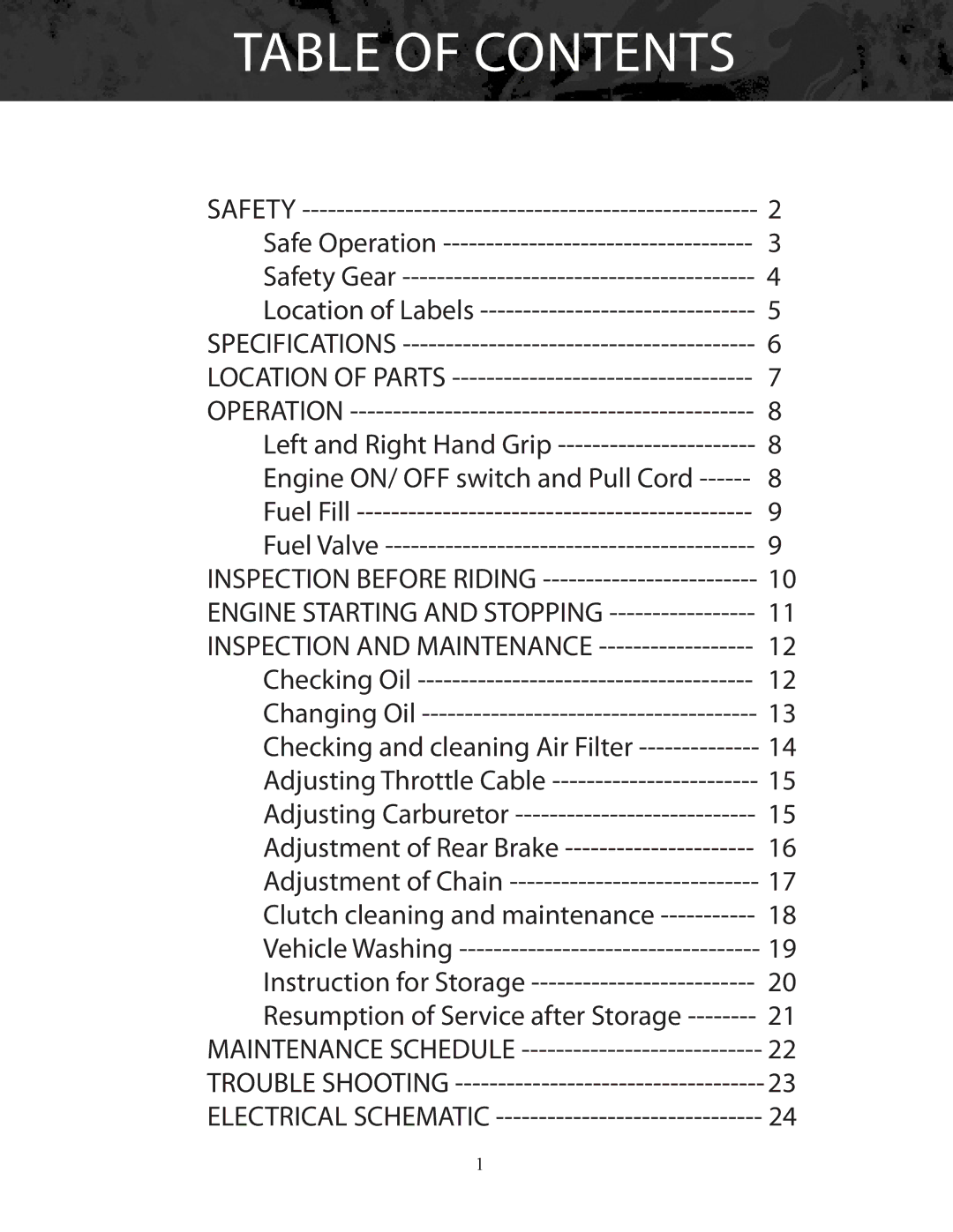 Bajaj Electricals DB30 manual Table of contents 