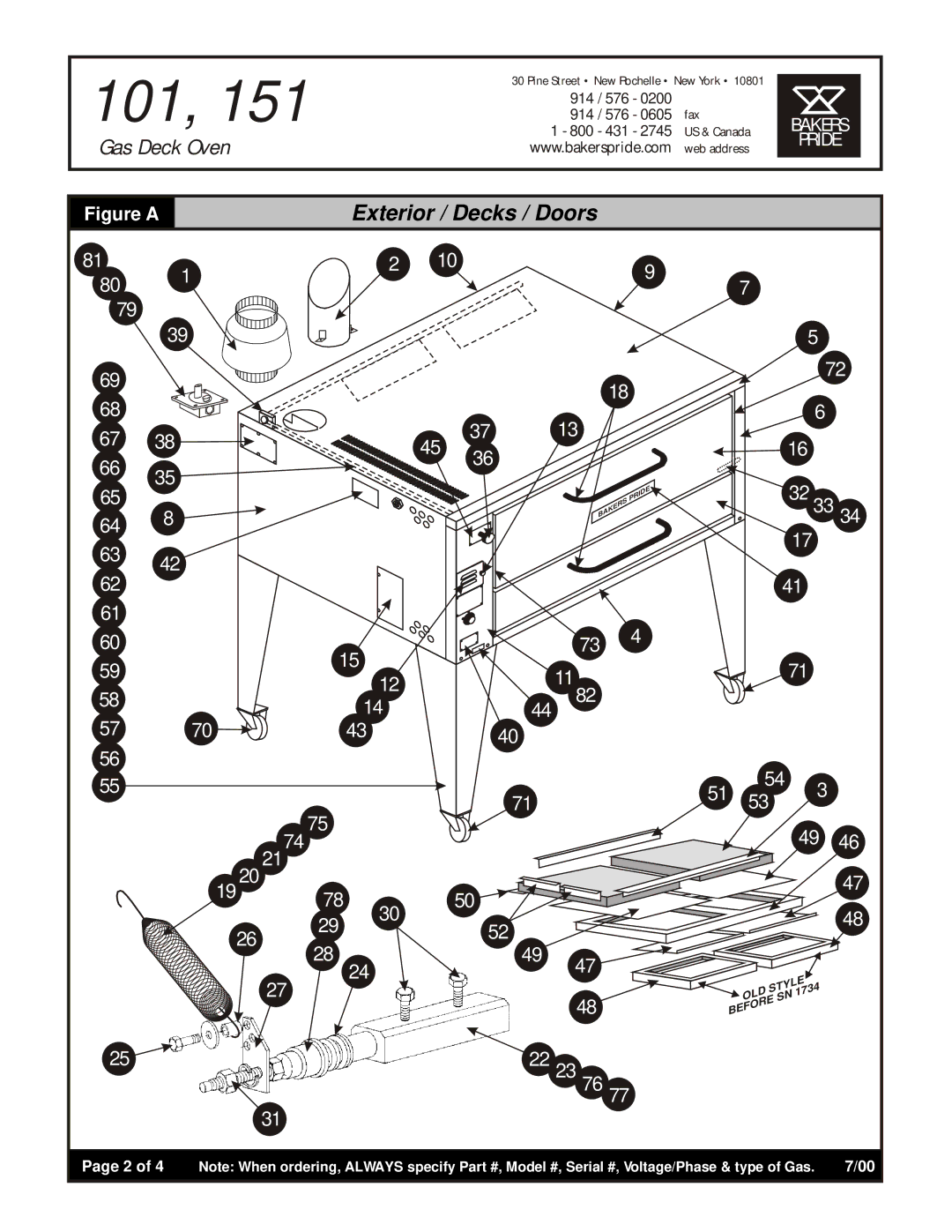Bakers Pride Oven 101, 151 manual 