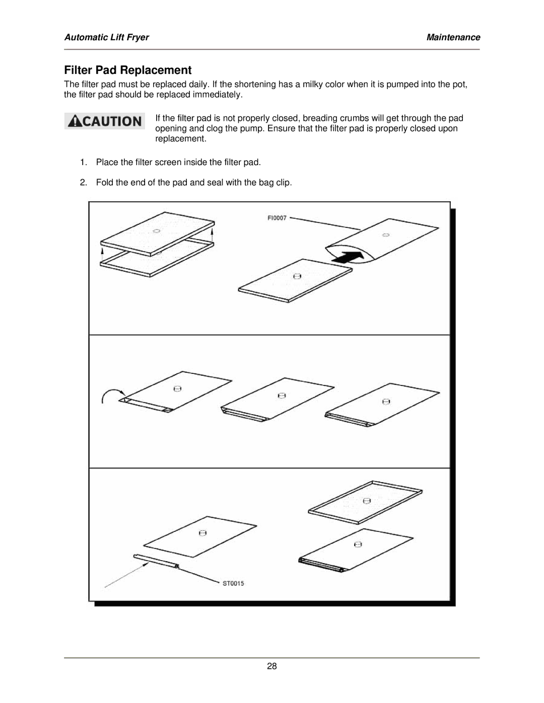 Bakers Pride Oven ALF-FC service manual Filter Pad Replacement 