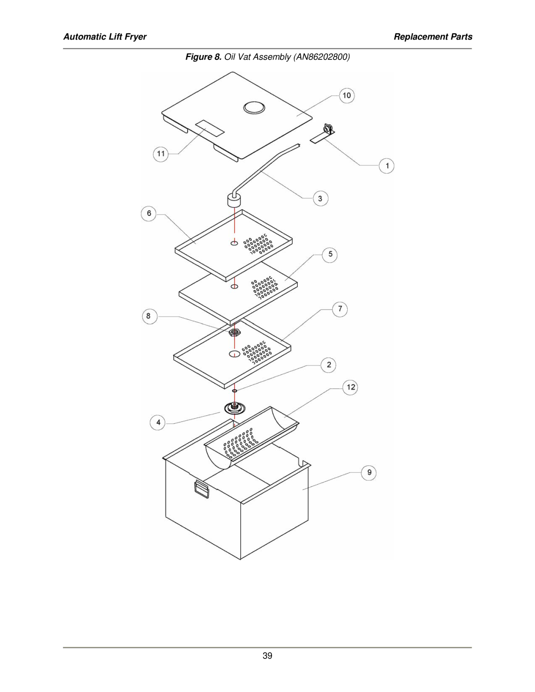 Bakers Pride Oven ALF-FC service manual Oil Vat Assembly AN86202800 