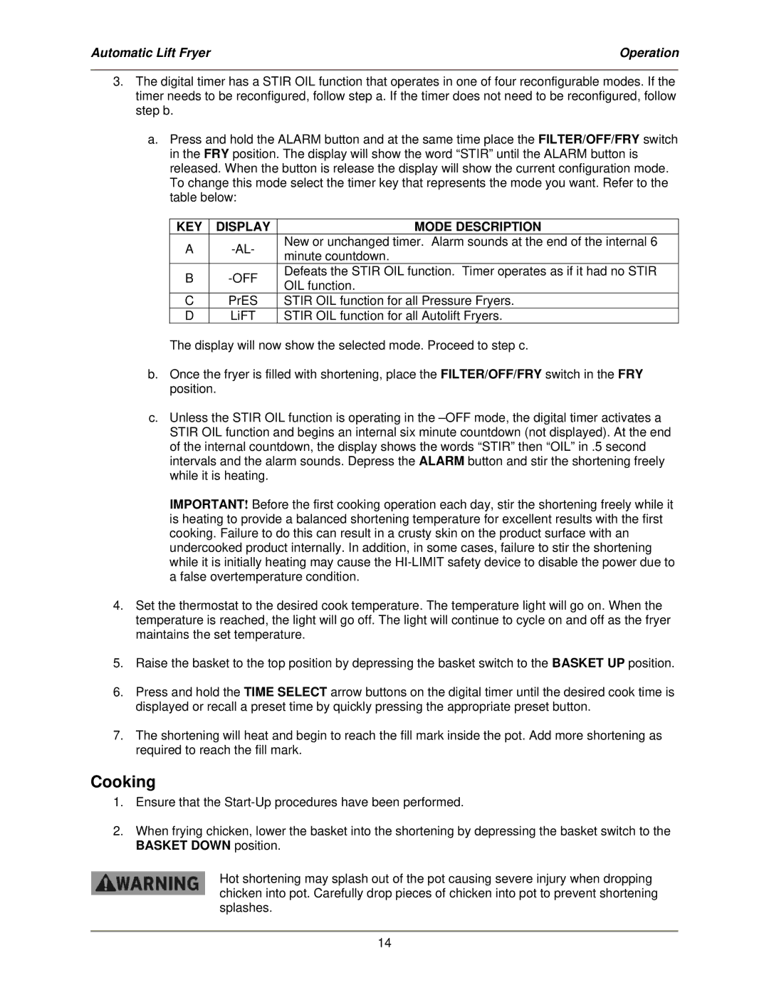 Bakers Pride Oven BLF-F service manual Cooking 