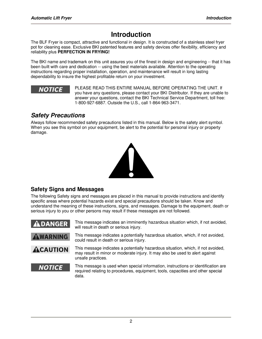 Bakers Pride Oven BLF-FC operation manual Introduction, Safety Precautions, Safety Signs and Messages 