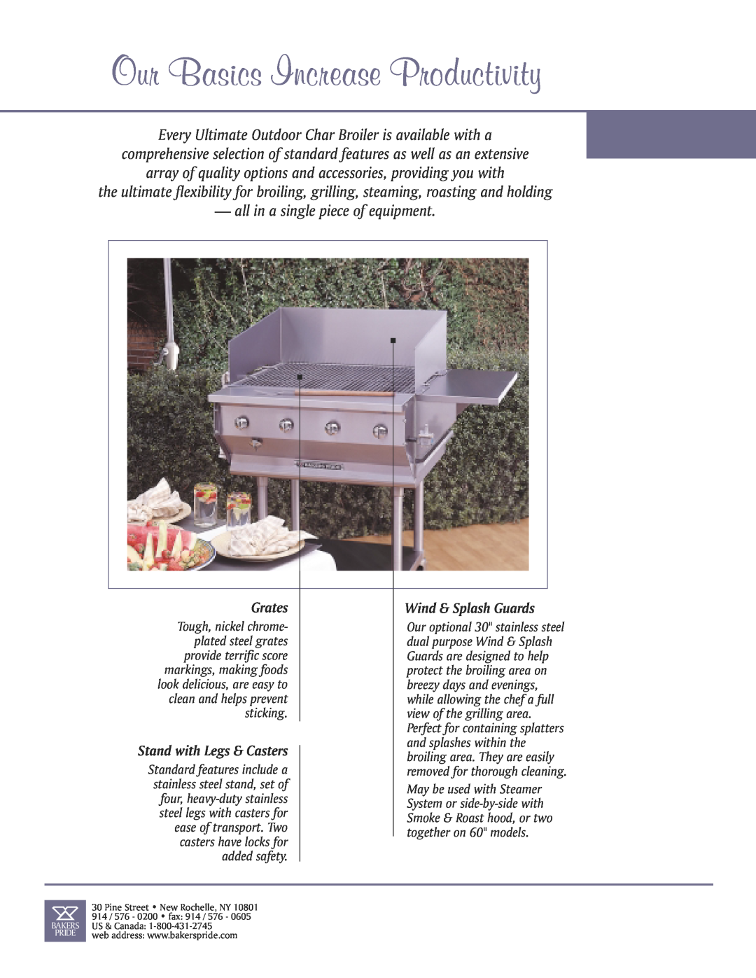 Bakers Pride Oven CBBQ-60S-CP Our Basics Increase Productivity, Grates, Stand with Legs & Casters, Wind & Splash Guards 