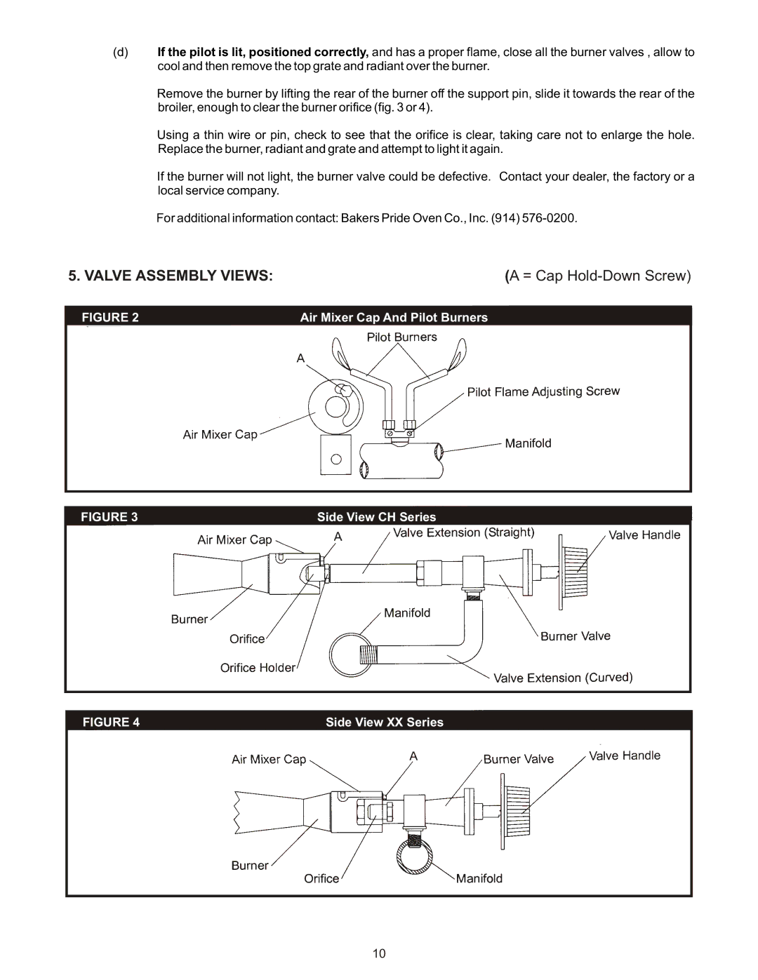 Bakers Pride Oven CG, XX operating instructions Valve Assembly Views 