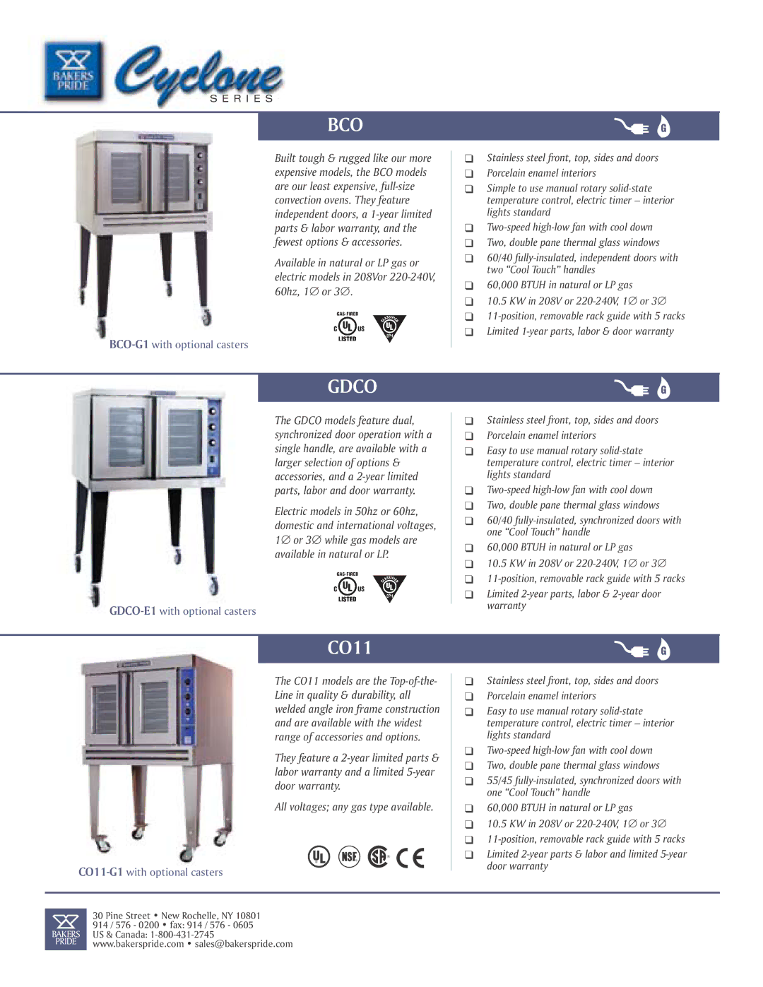 Bakers Pride Oven CO11 manual Bco, Gdco 