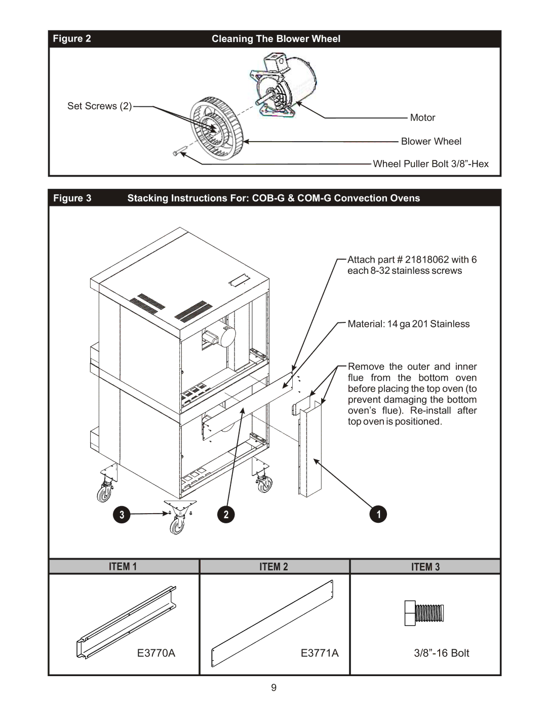 Bakers Pride Oven COB-GD, COB-GS manual E3770A E3771A Bolt 