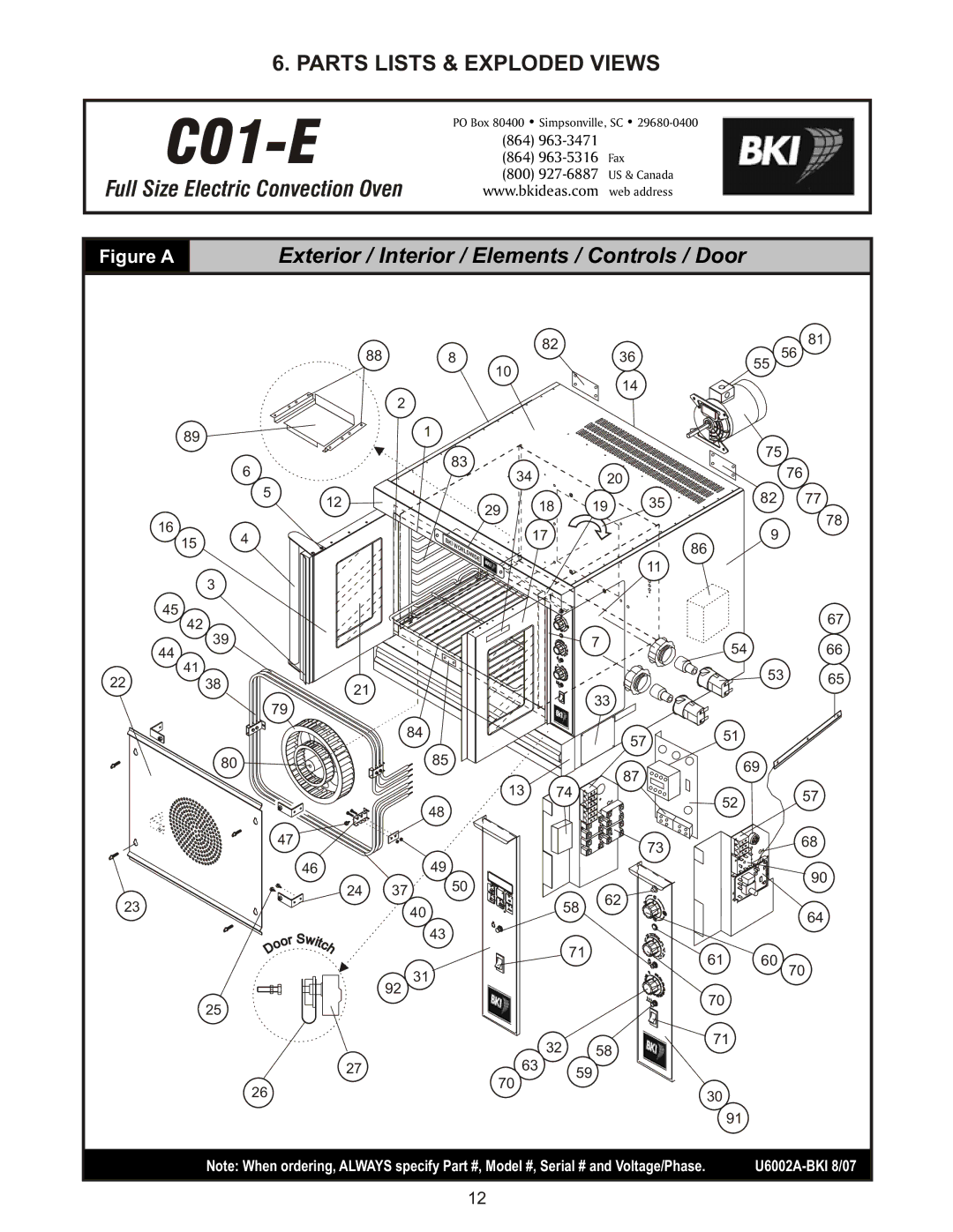 Bakers Pride Oven COH-ED, COH-ES operating instructions CO1-E 