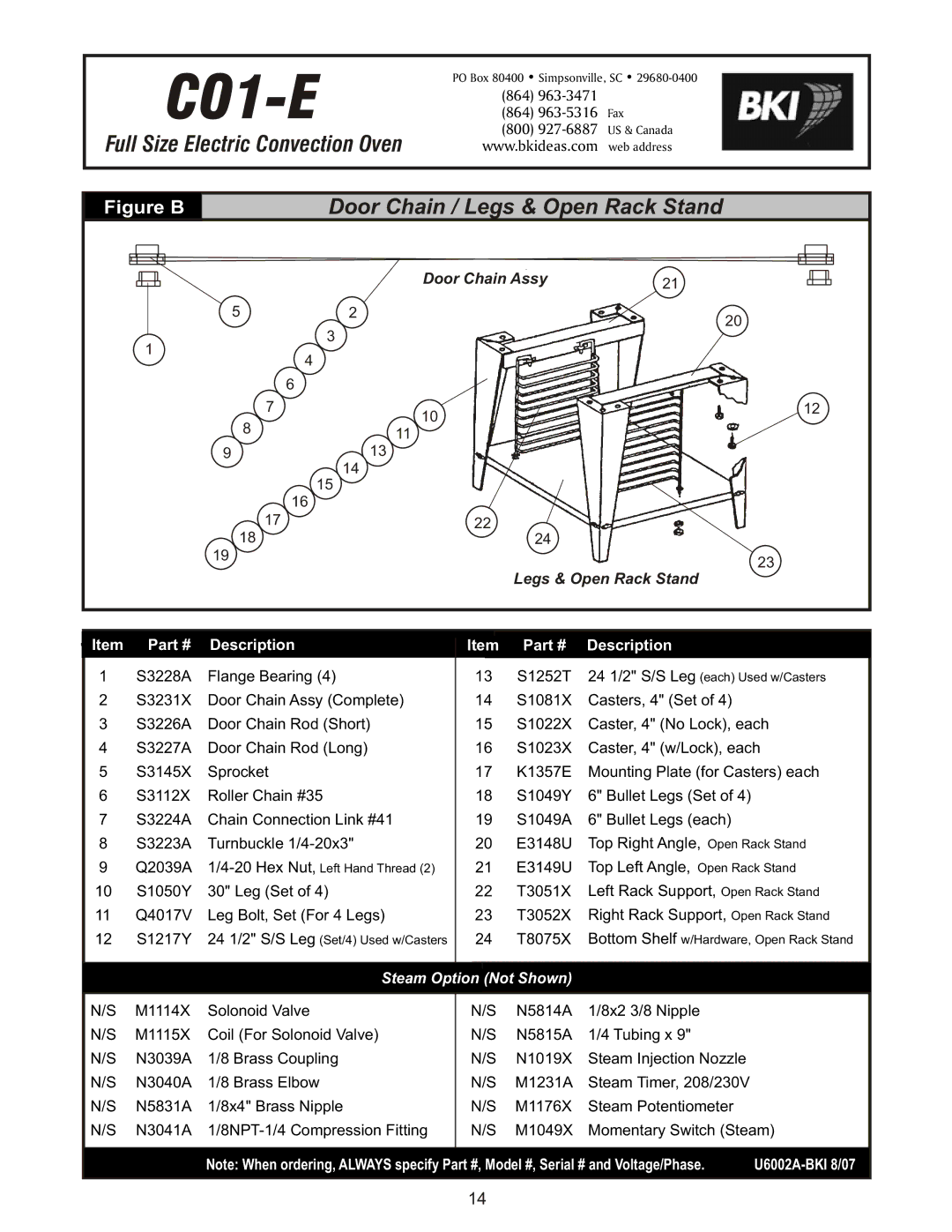 Bakers Pride Oven COH-ED, COH-ES operating instructions CO1-E 