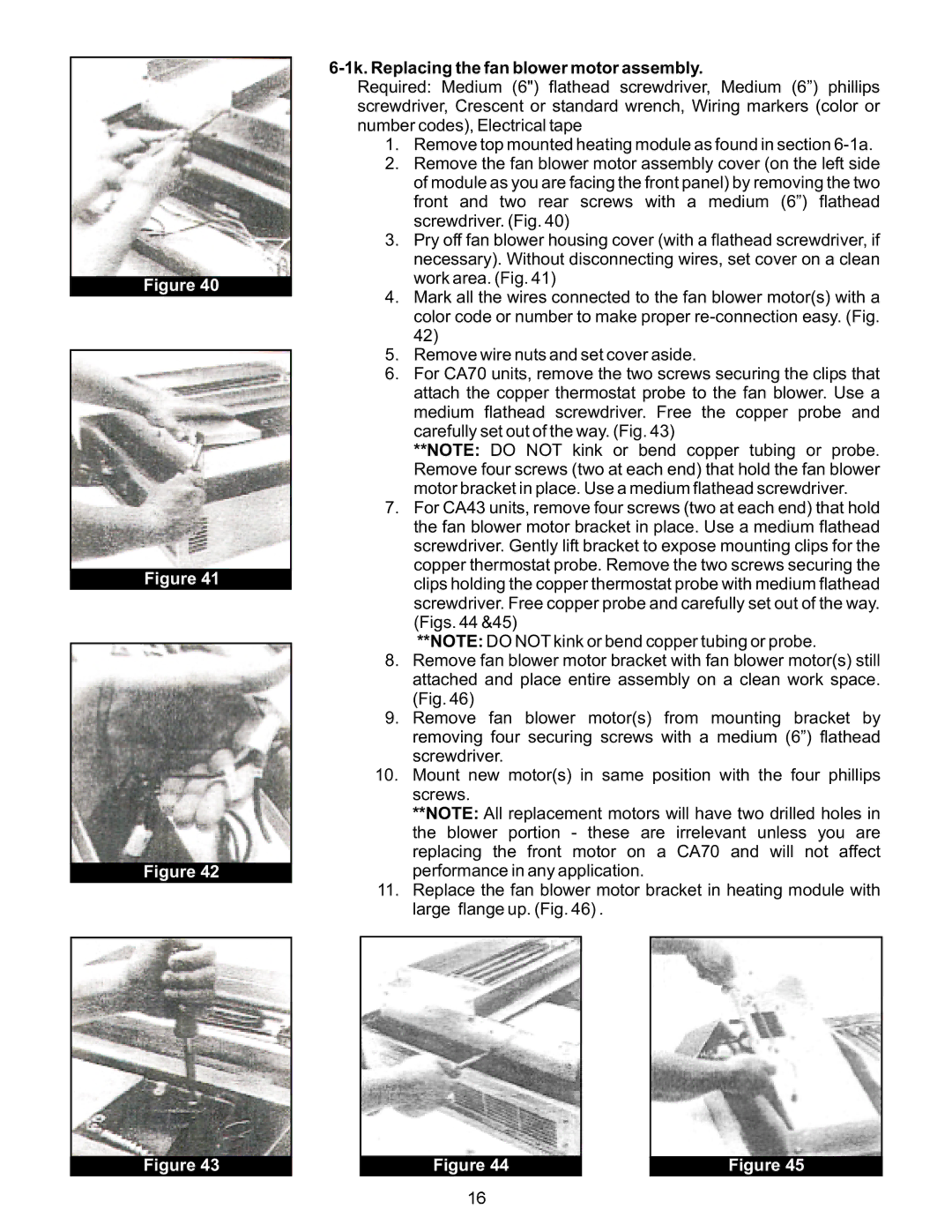 Bakers Pride Oven CS72-CH16 or CH32, CS61-CVMP12-SB, CS70-CHUS15, CS43-CHUS6 1k. Replacing the fan blower motor assembly 