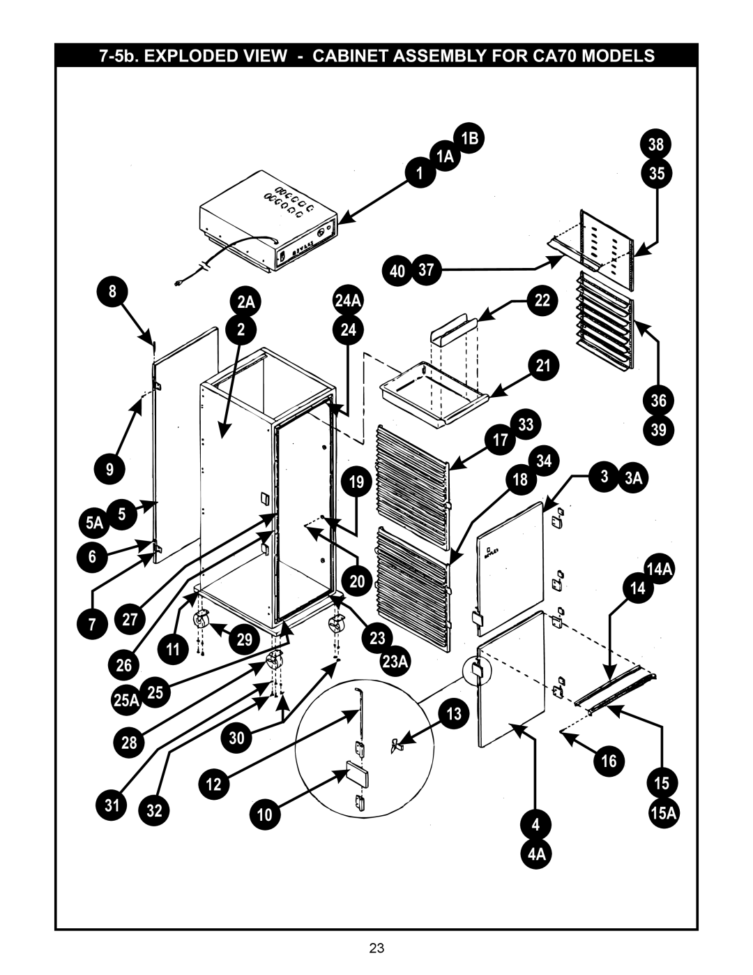 Bakers Pride Oven CS43-CVMP6-SB, CS72-CH16 or CH32, CS61-CVMP12-SB manual 5b. Exploded View Cabinet Assembly for CA70 Models 