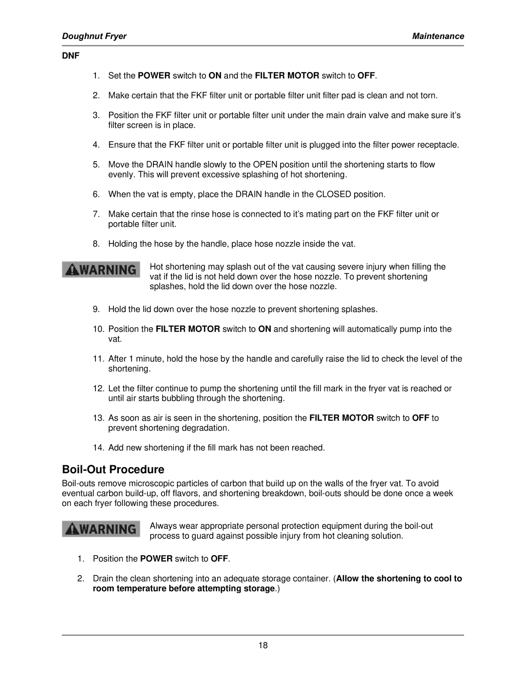 Bakers Pride Oven DNF-F operation manual Boil-Out Procedure, Dnf 