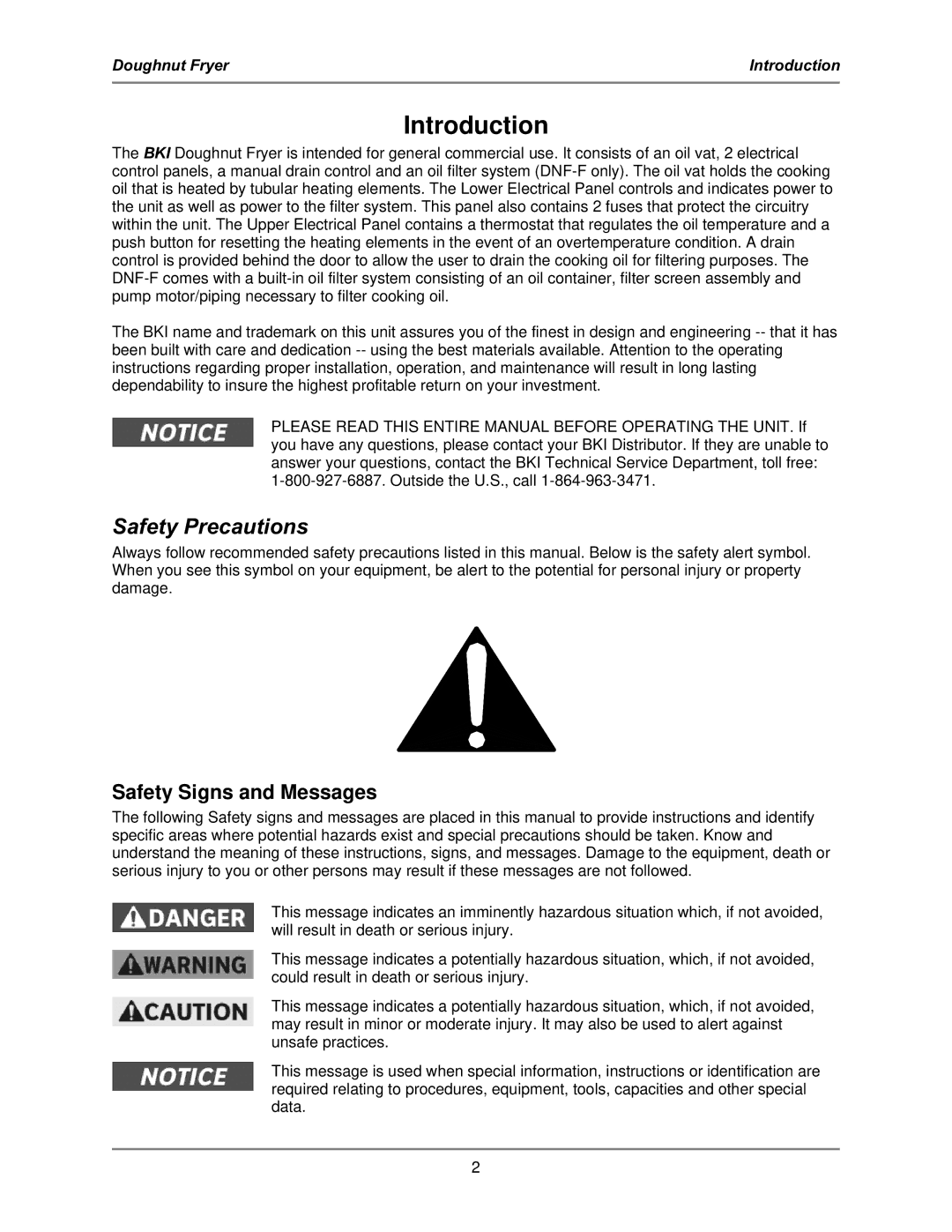 Bakers Pride Oven DNF-F operation manual Introduction, Safety Precautions, Safety Signs and Messages 