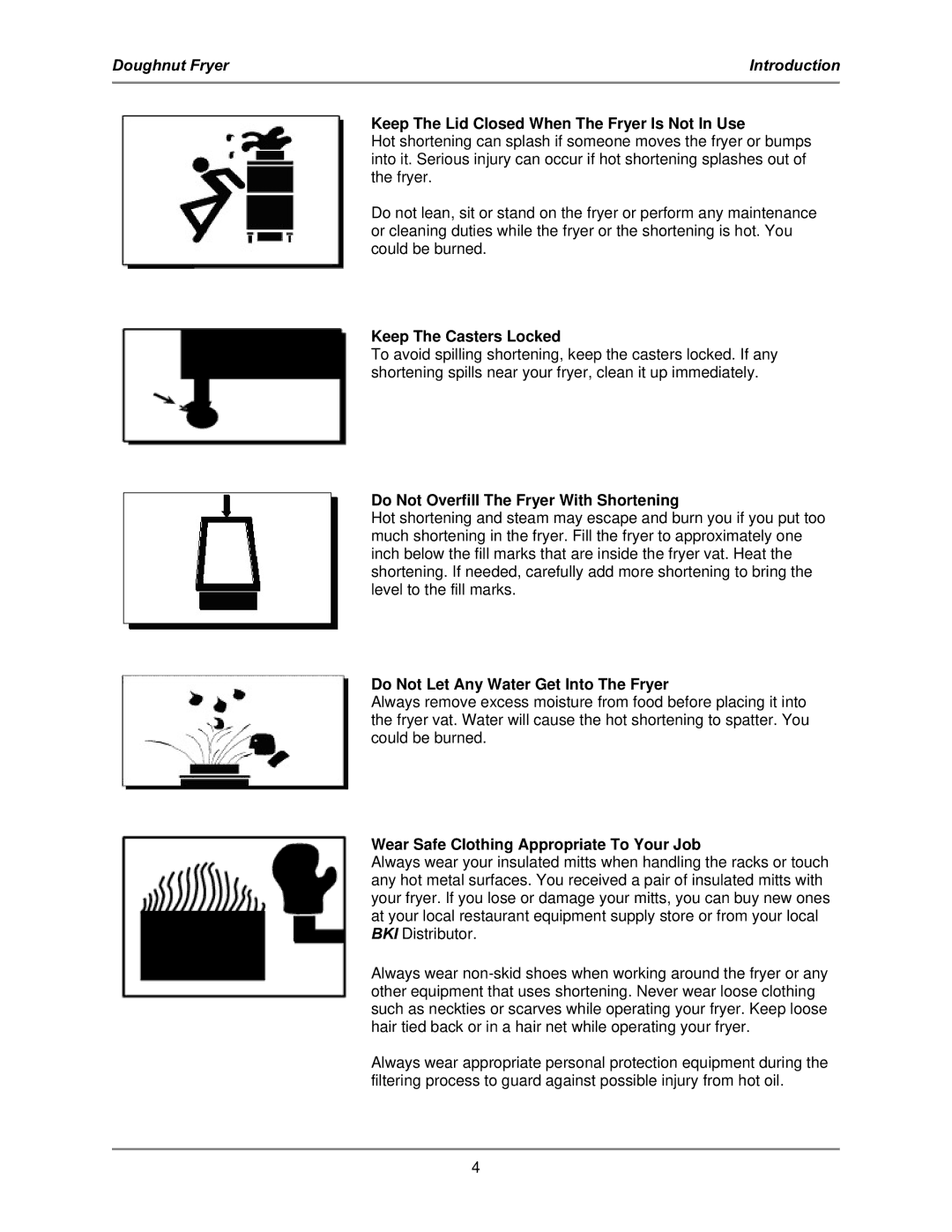 Bakers Pride Oven DNF-F operation manual Keep The Lid Closed When The Fryer Is Not In Use, Keep The Casters Locked 