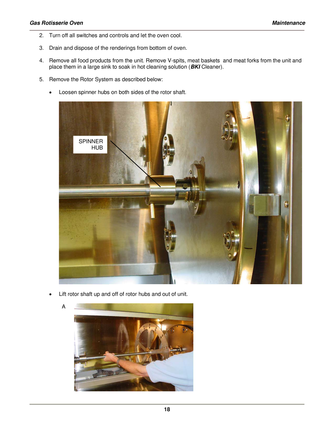 Bakers Pride Oven DRG-40 operation manual Spinner HUB 