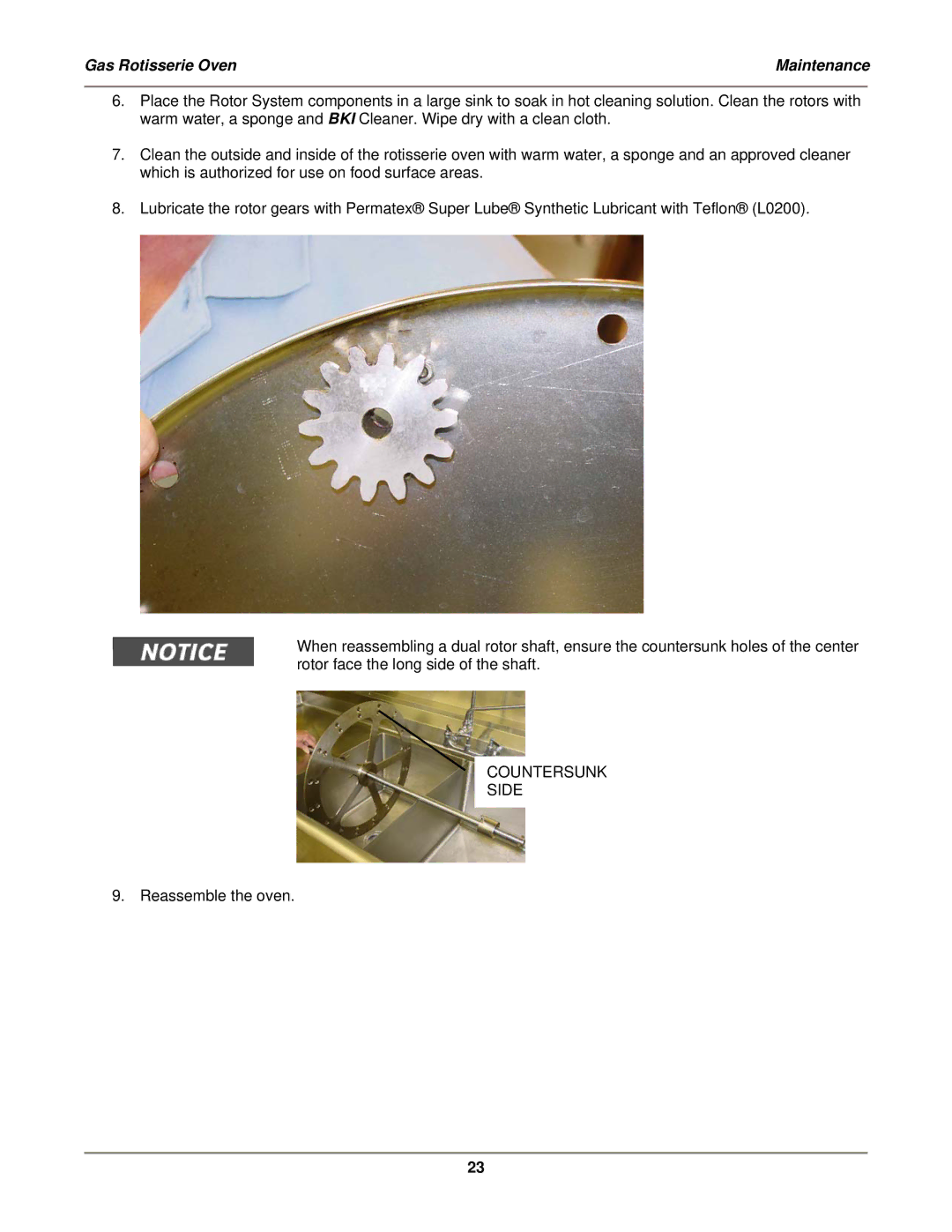 Bakers Pride Oven DRG-40 operation manual Countersunk Side 