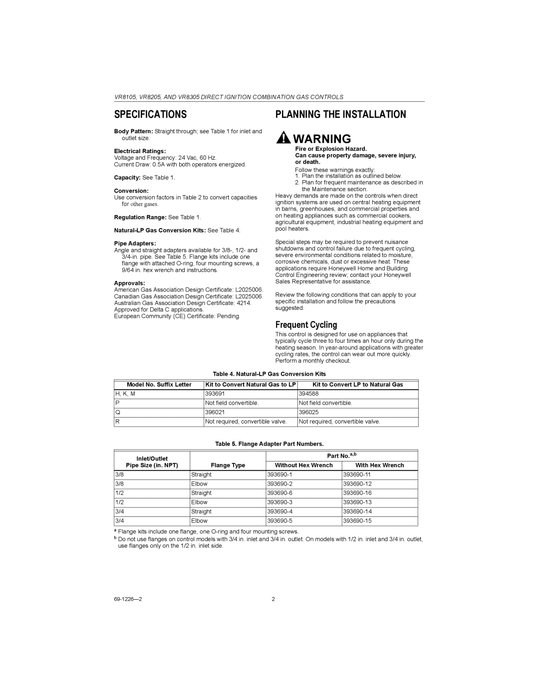 Bakers Pride Oven DRG-40 operation manual Specifications, Planning the Installation, Frequent Cycling 