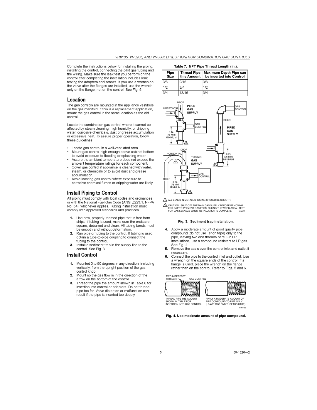 Bakers Pride Oven DRG-40 operation manual Location, Install Piping to Control, Install Control 