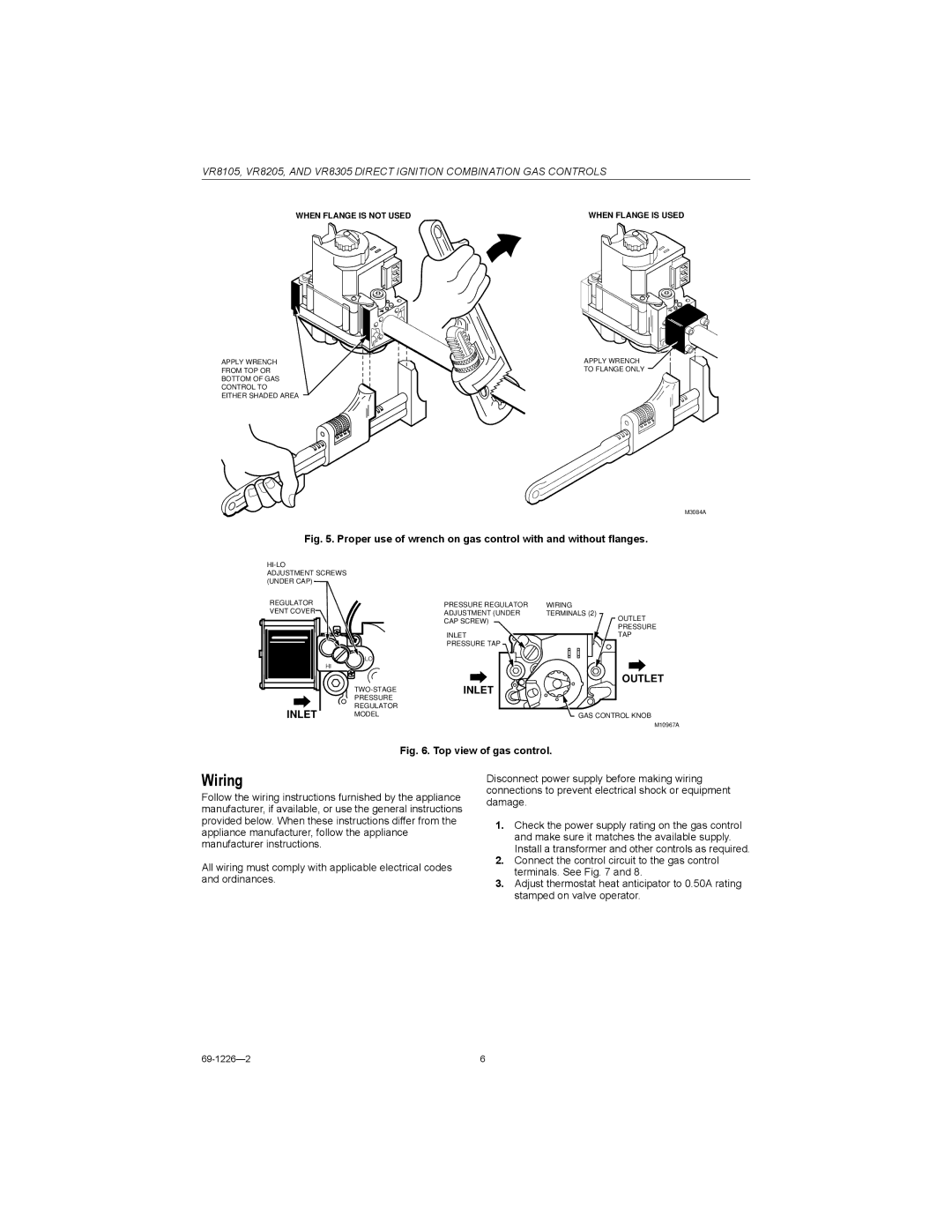 Bakers Pride Oven DRG-40 operation manual Wiring, When Flange is not Used 