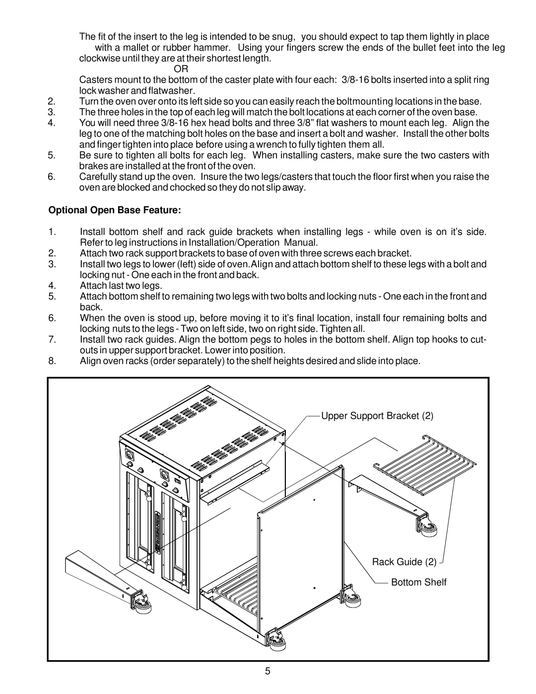 Bakers Pride Oven EP-2-2828 manual Optional Open Base Feature 