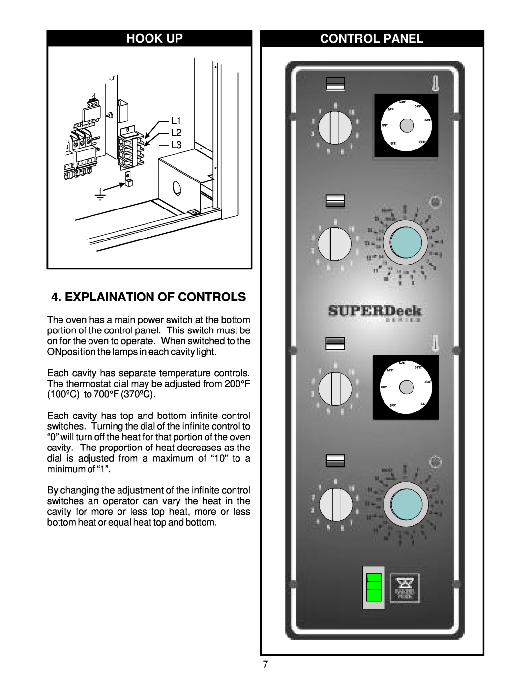Bakers Pride Oven EP-2-2828 manual Hook Up, Explaination Of Controls, Control Panel 
