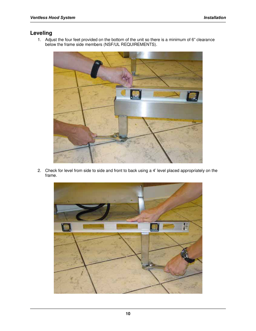 Bakers Pride Oven FH-28 operation manual Leveling 