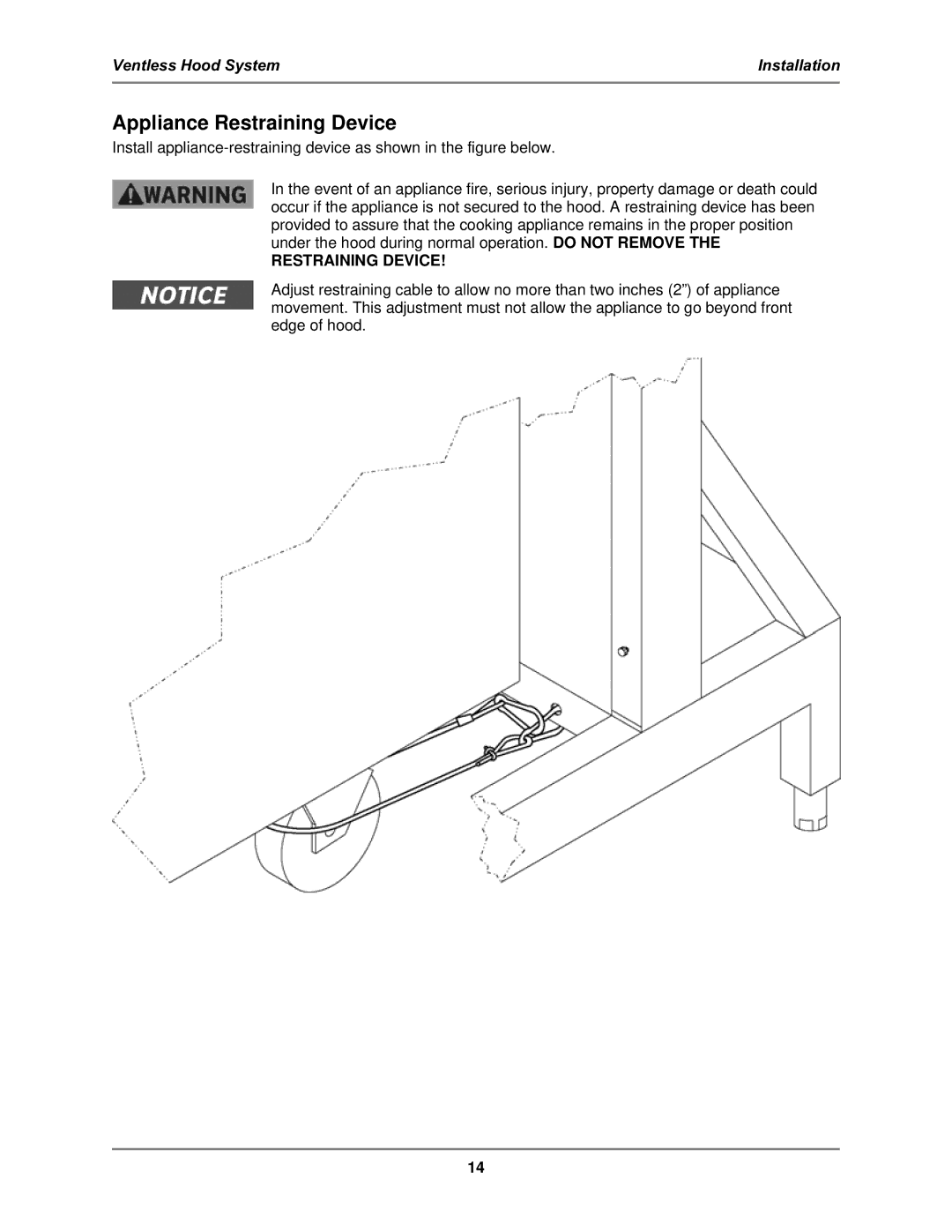 Bakers Pride Oven FH-28 operation manual Appliance Restraining Device 