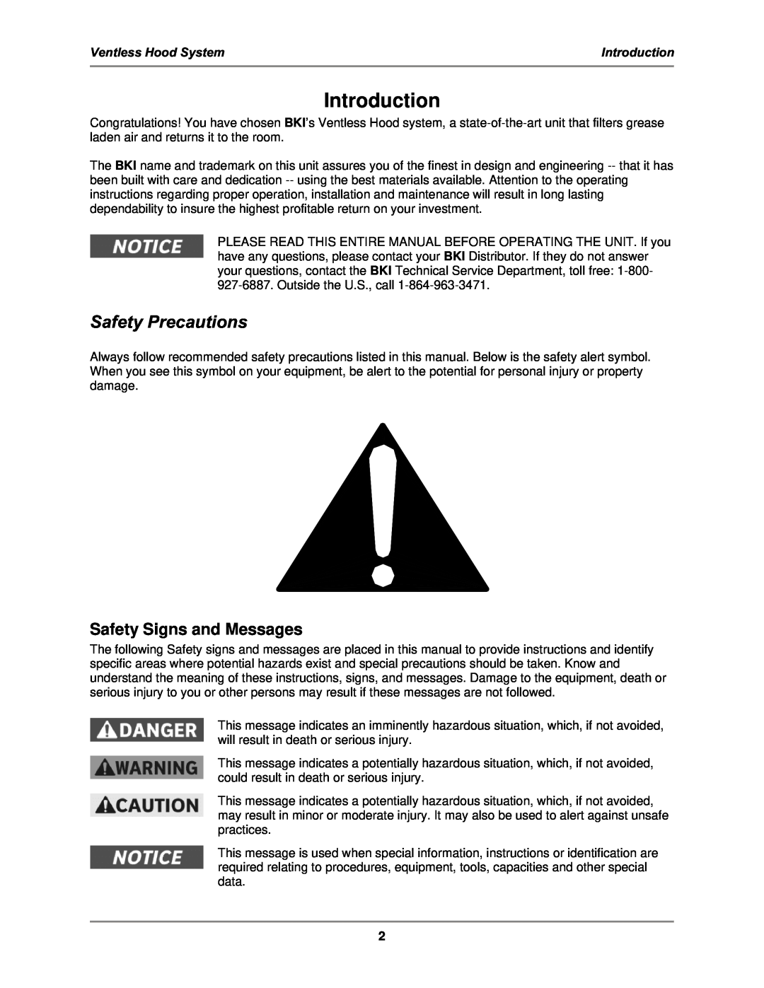 Bakers Pride Oven FH-28 operation manual Introduction, Safety Precautions, Safety Signs and Messages, Ventless Hood System 
