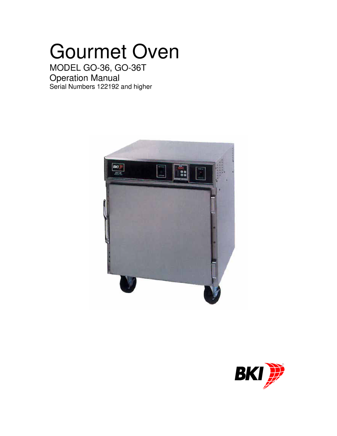 Bakers Pride Oven GO-36T operation manual Gourmet Oven 