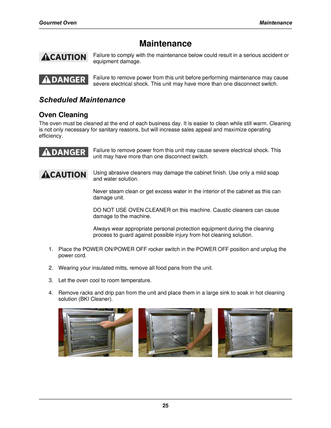 Bakers Pride Oven GO-36T operation manual Scheduled Maintenance, Oven Cleaning 