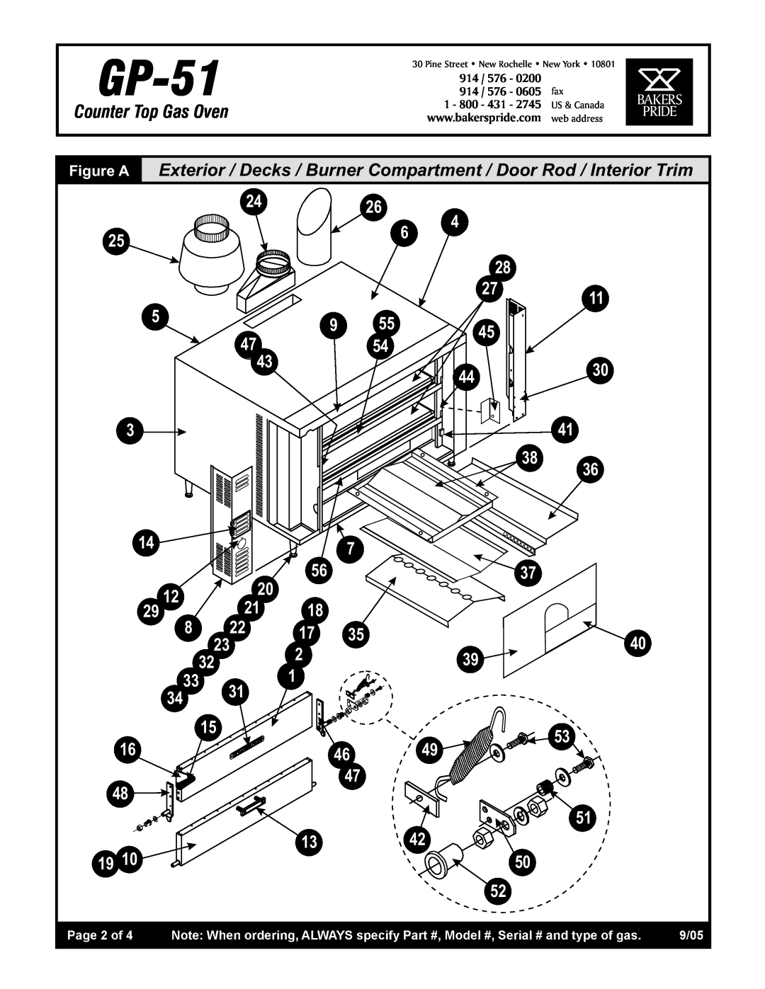 Bakers Pride Oven GP-51 manual 9/05 