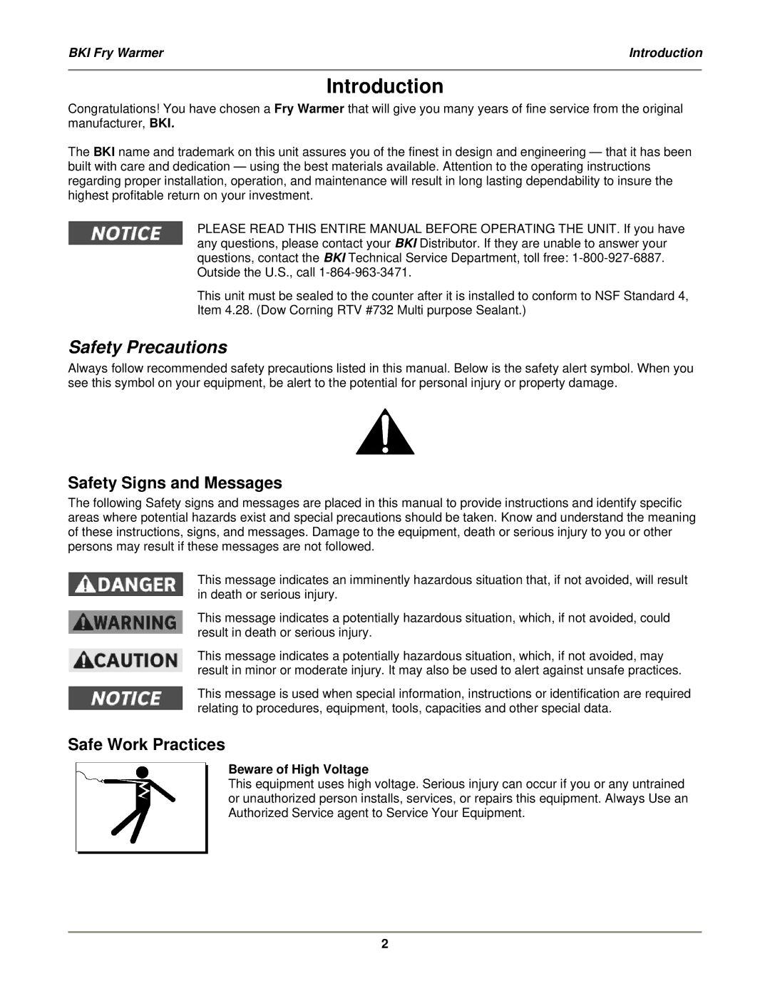 Bakers Pride Oven HFWS, HFWB manual Introduction, Safety Precautions 