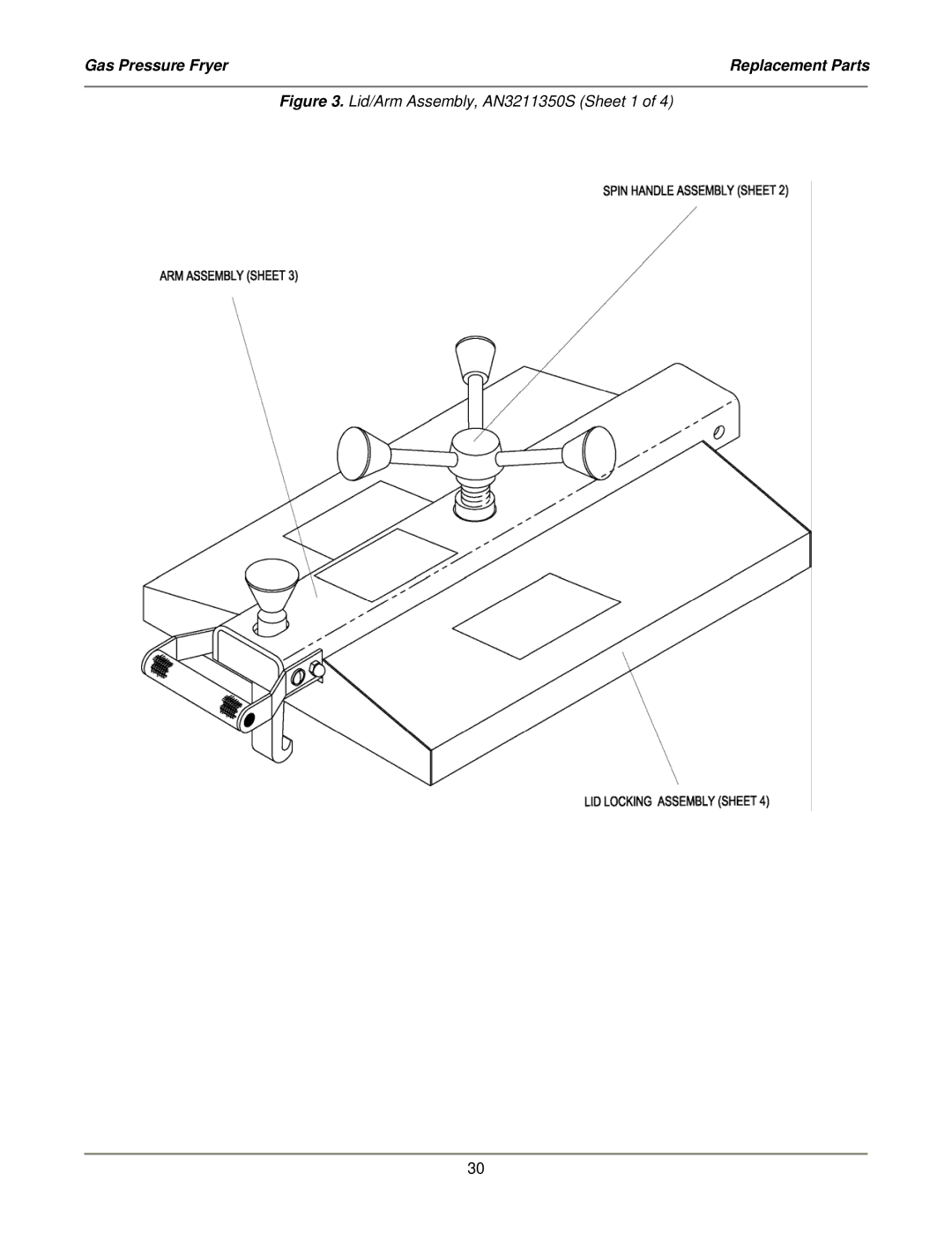 Bakers Pride Oven LGF-FC service manual Lid/Arm Assembly, AN3211350S Sheet 1 