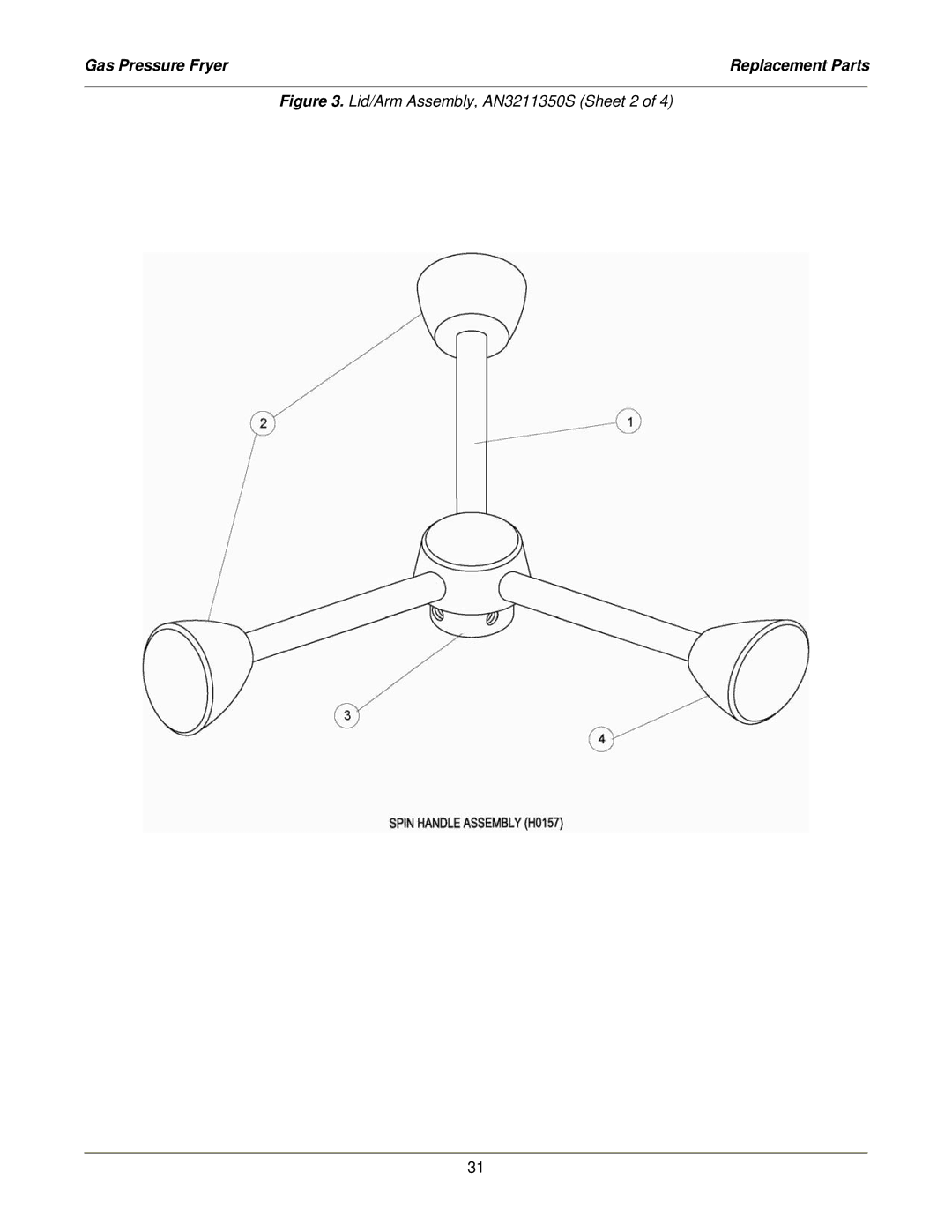 Bakers Pride Oven LGF-FC service manual Lid/Arm Assembly, AN3211350S Sheet 2 