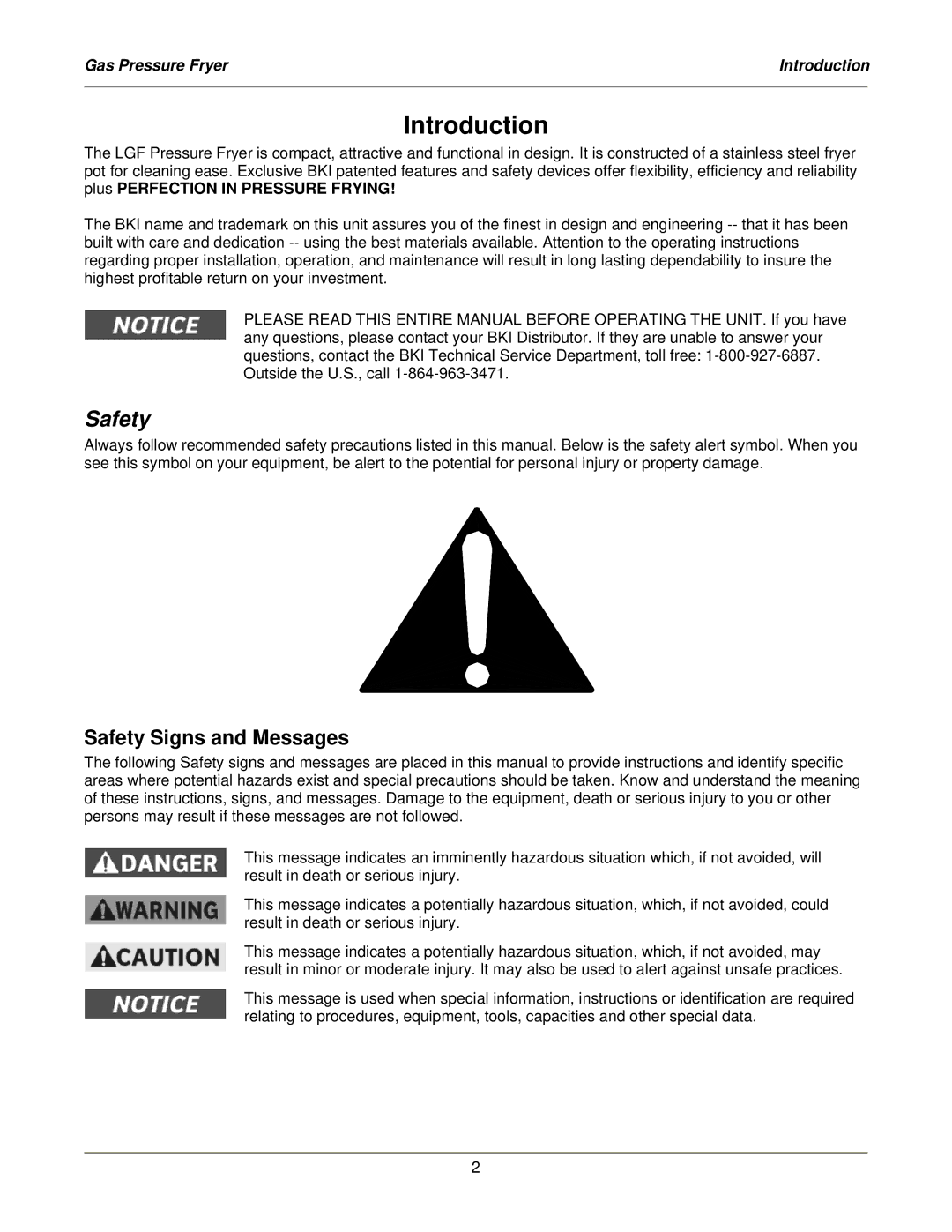 Bakers Pride Oven LGF-FC service manual Safety Signs and Messages 