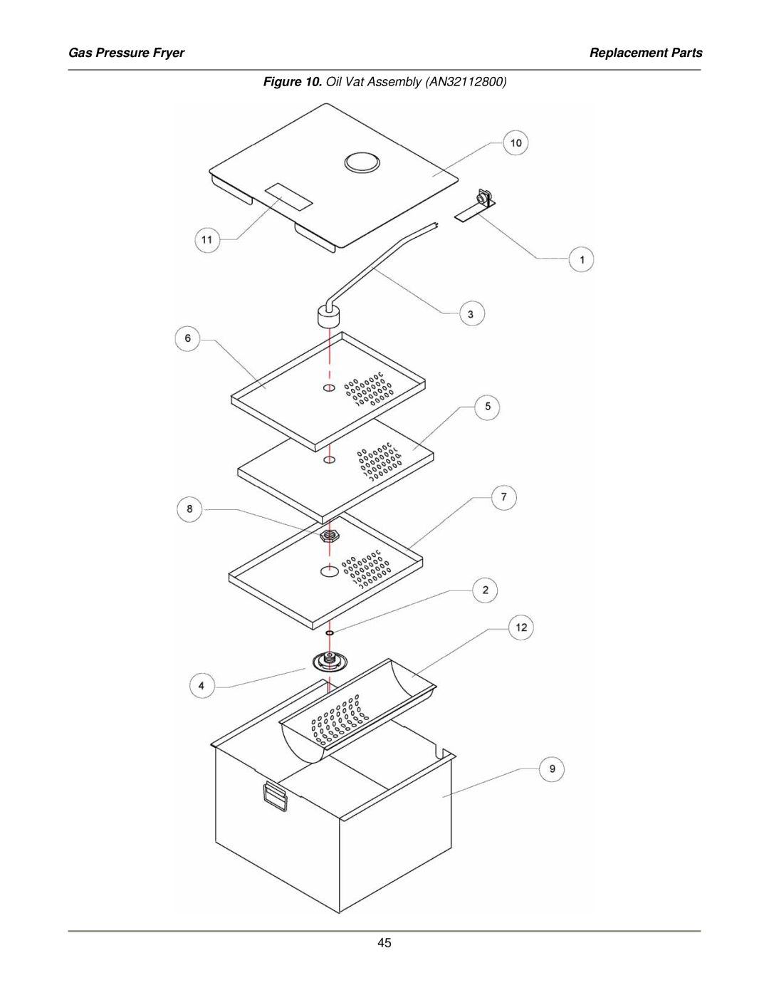 Bakers Pride Oven LGF-FC service manual Oil Vat Assembly AN32112800 