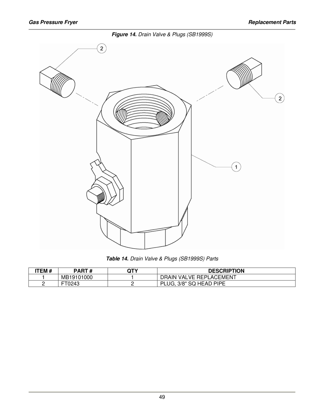 Bakers Pride Oven LGF-FC service manual Drain Valve Replacement 