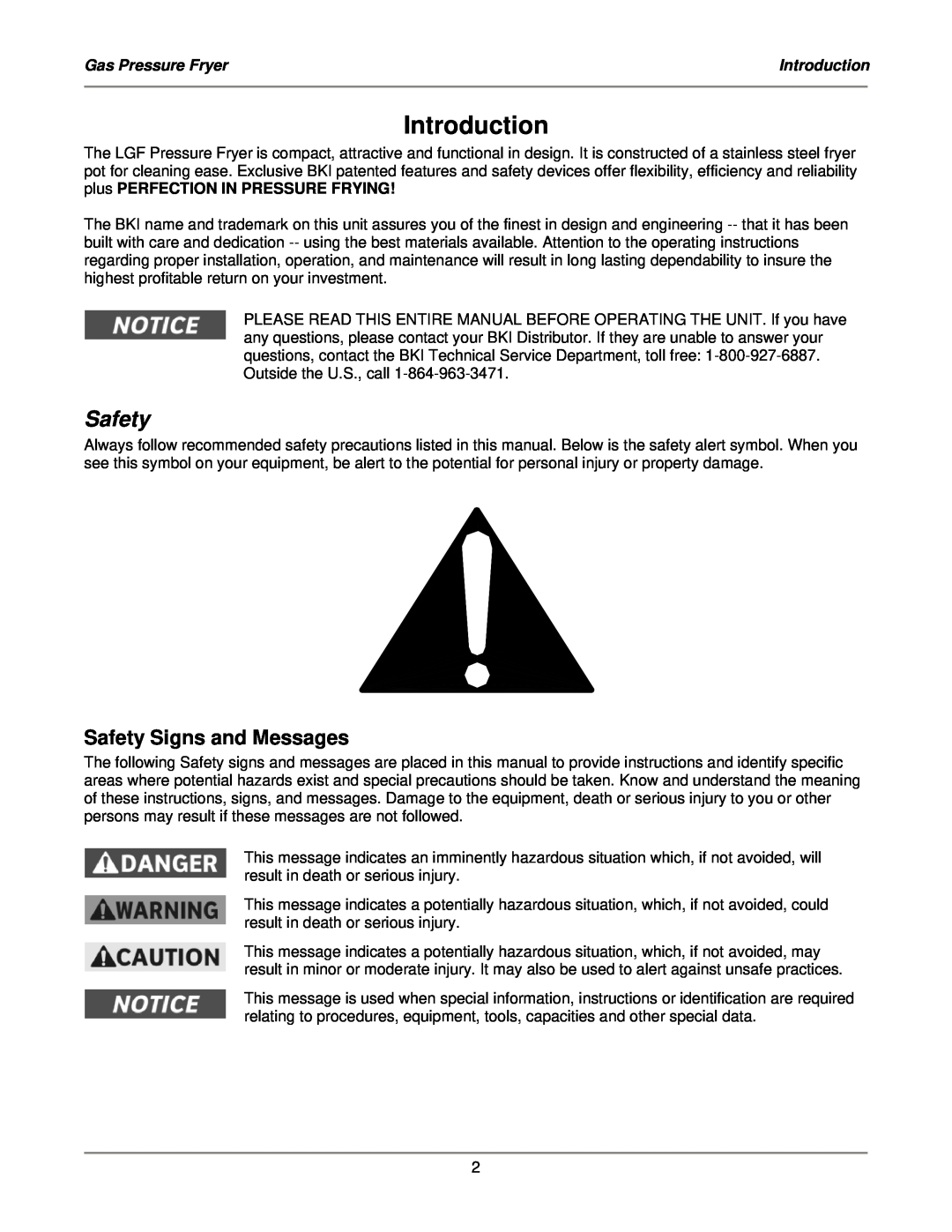 Bakers Pride Oven LGF-FC service manual Introduction, Safety Signs and Messages 