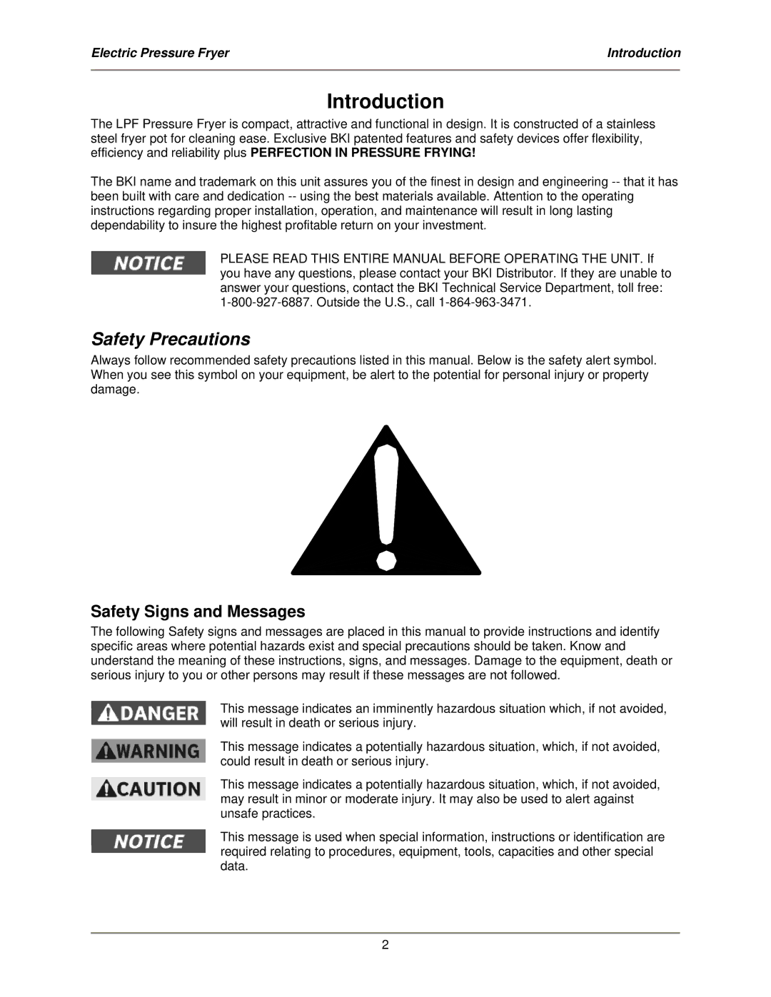 Bakers Pride Oven LPF-FC service manual Safety Precautions, Safety Signs and Messages 