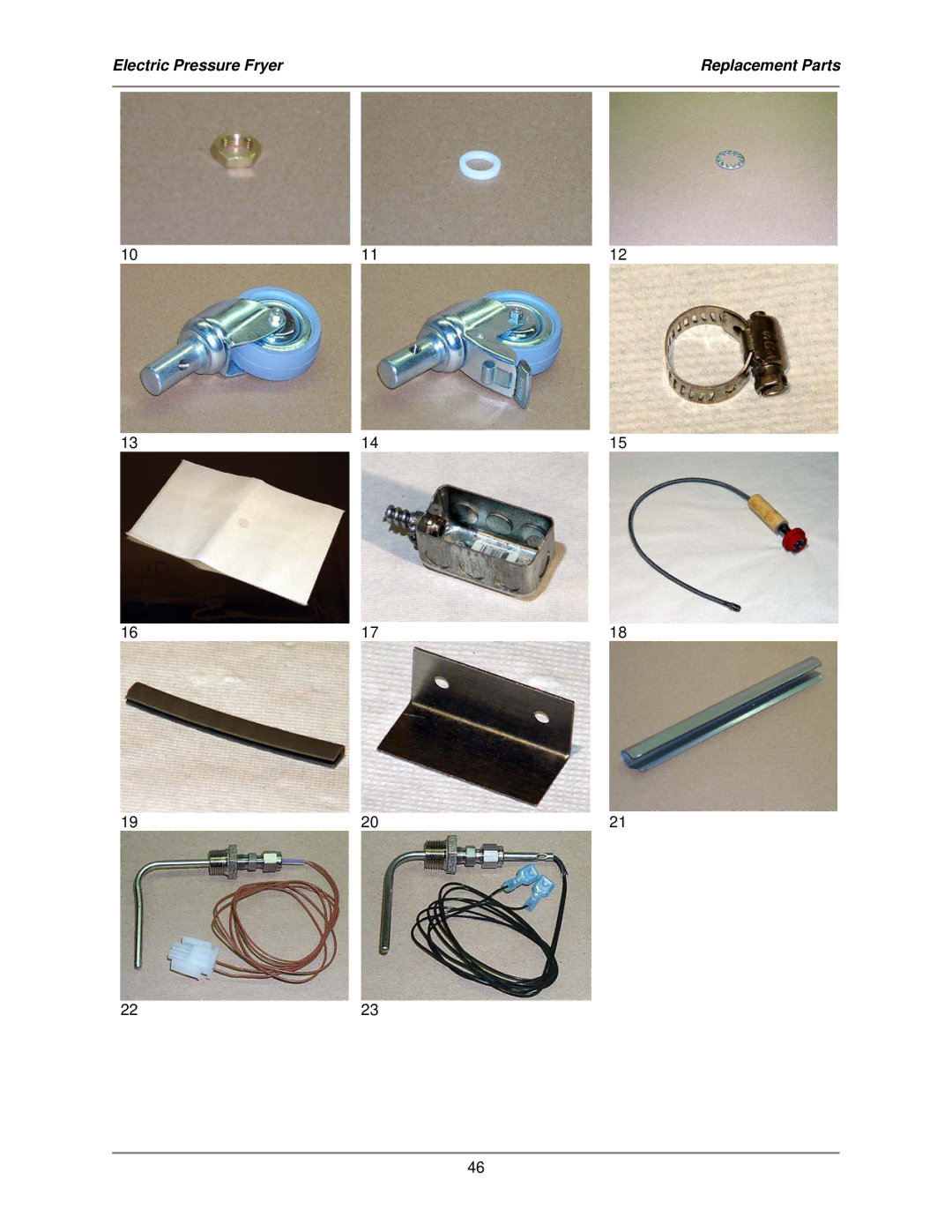 Bakers Pride Oven LPF-FC service manual Electric Pressure Fryer Replacement Parts 