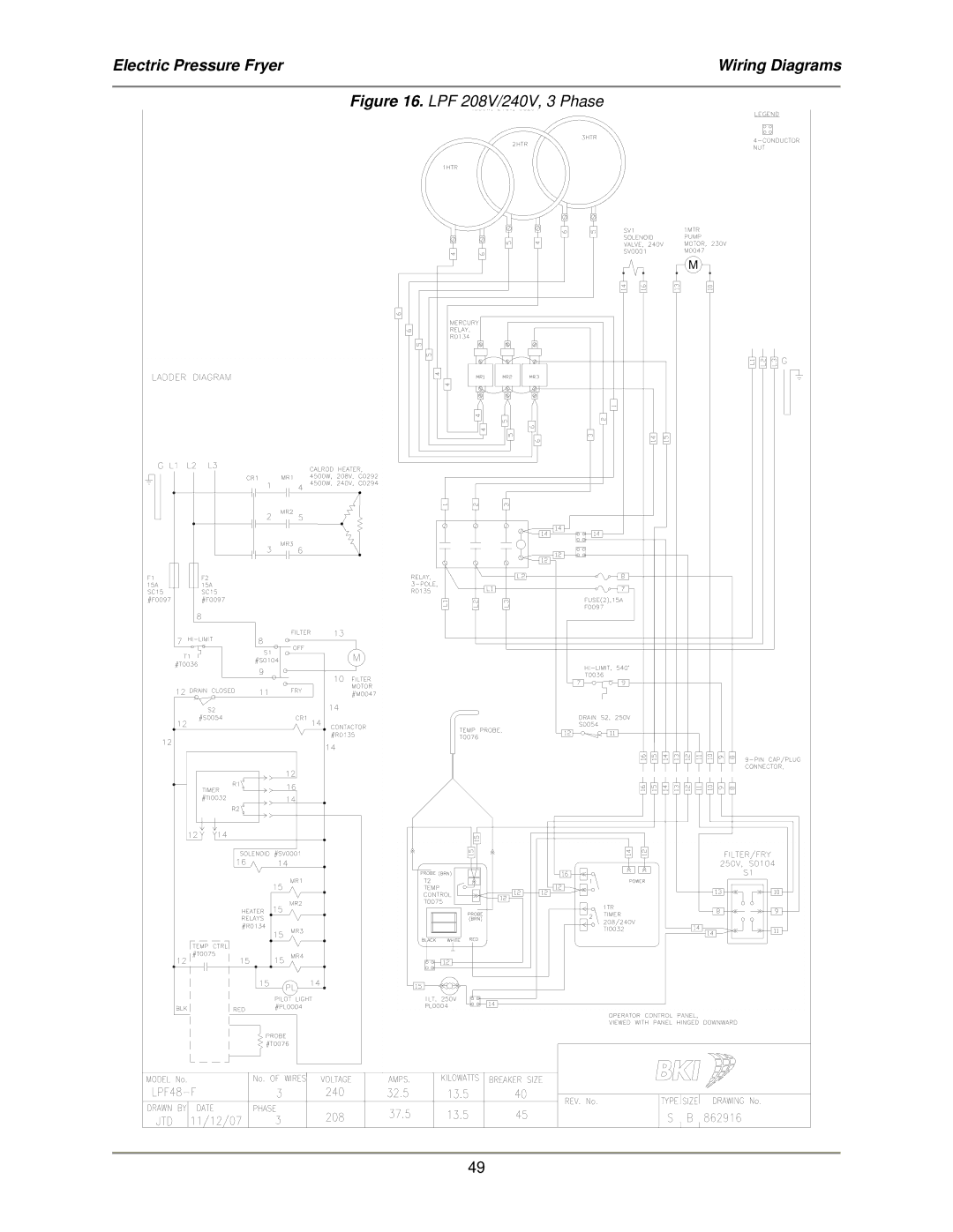 Bakers Pride Oven LPF-FC service manual LPF 208V/240V, 3 Phase 