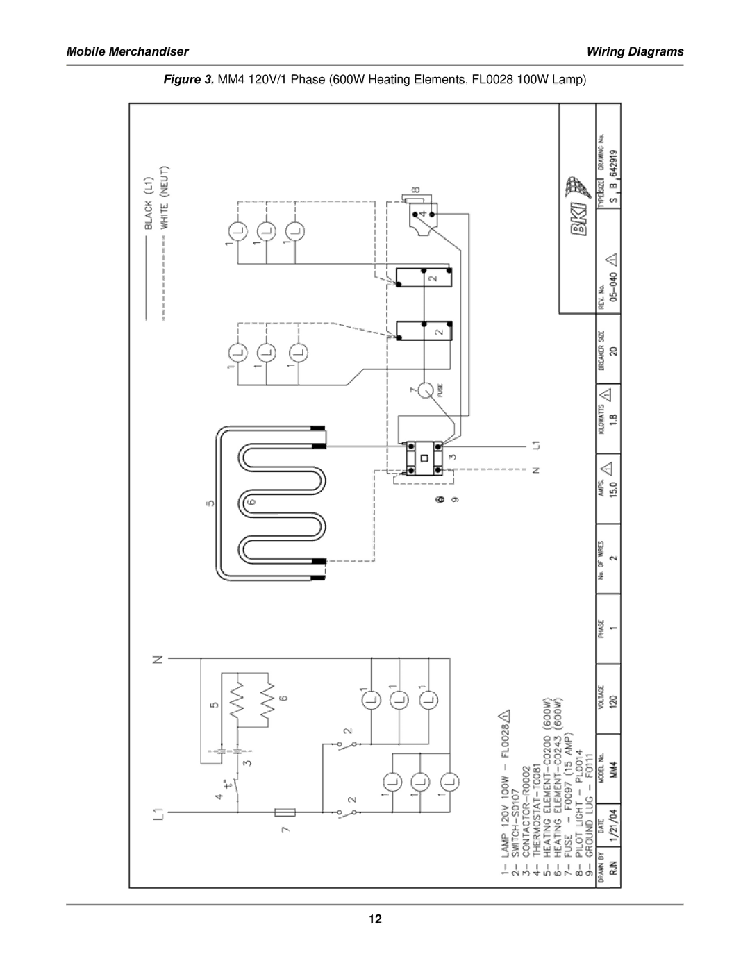 Bakers Pride Oven MM4, MM6 service manual Mobile Merchandiser Wiring Diagrams 